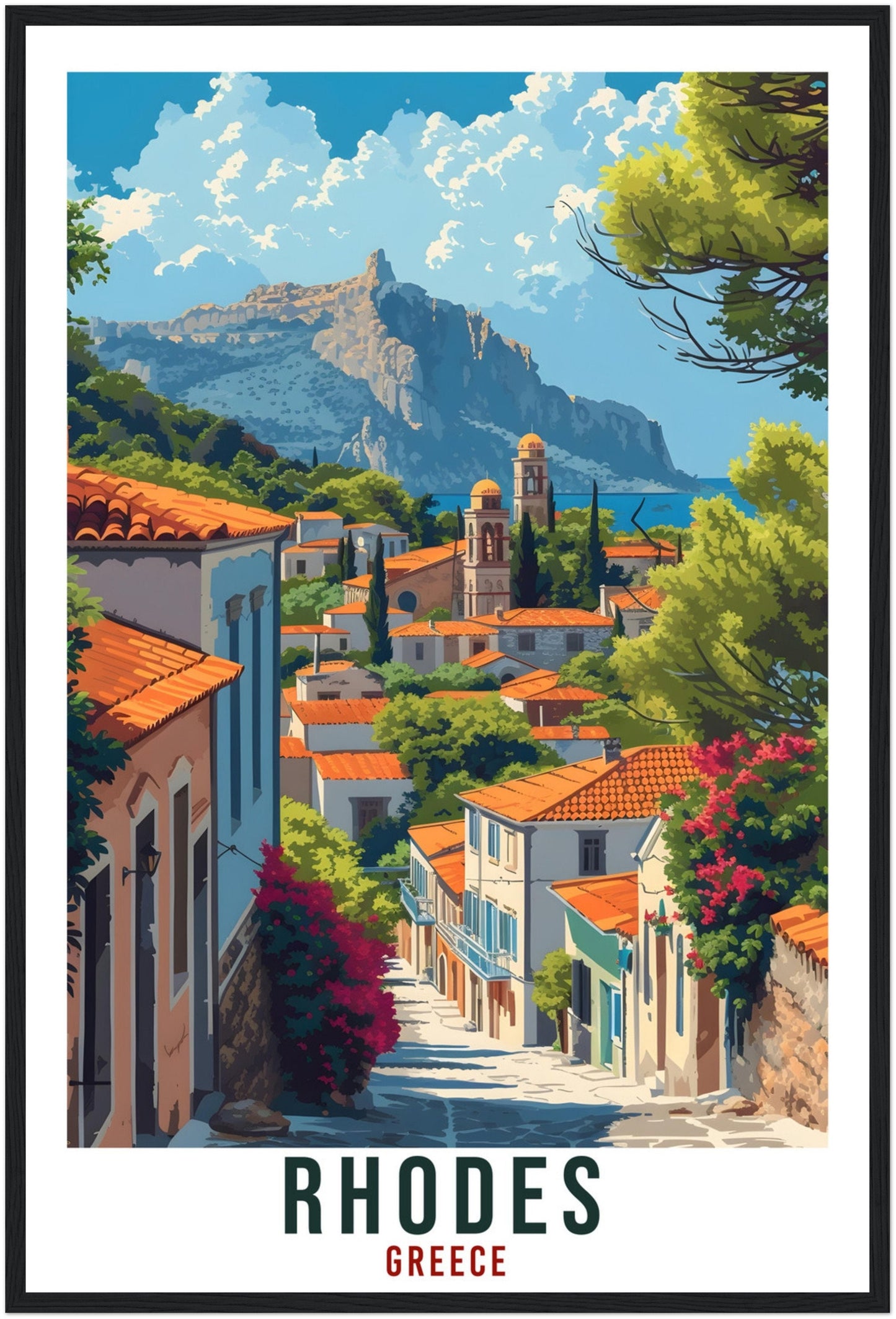 Rhodes Travel Print Greece Home Decoration Rhodes Greek Island Wall Art Gift Wall Hanging Art Lover Greece Artwork Rhodes Travel Poster