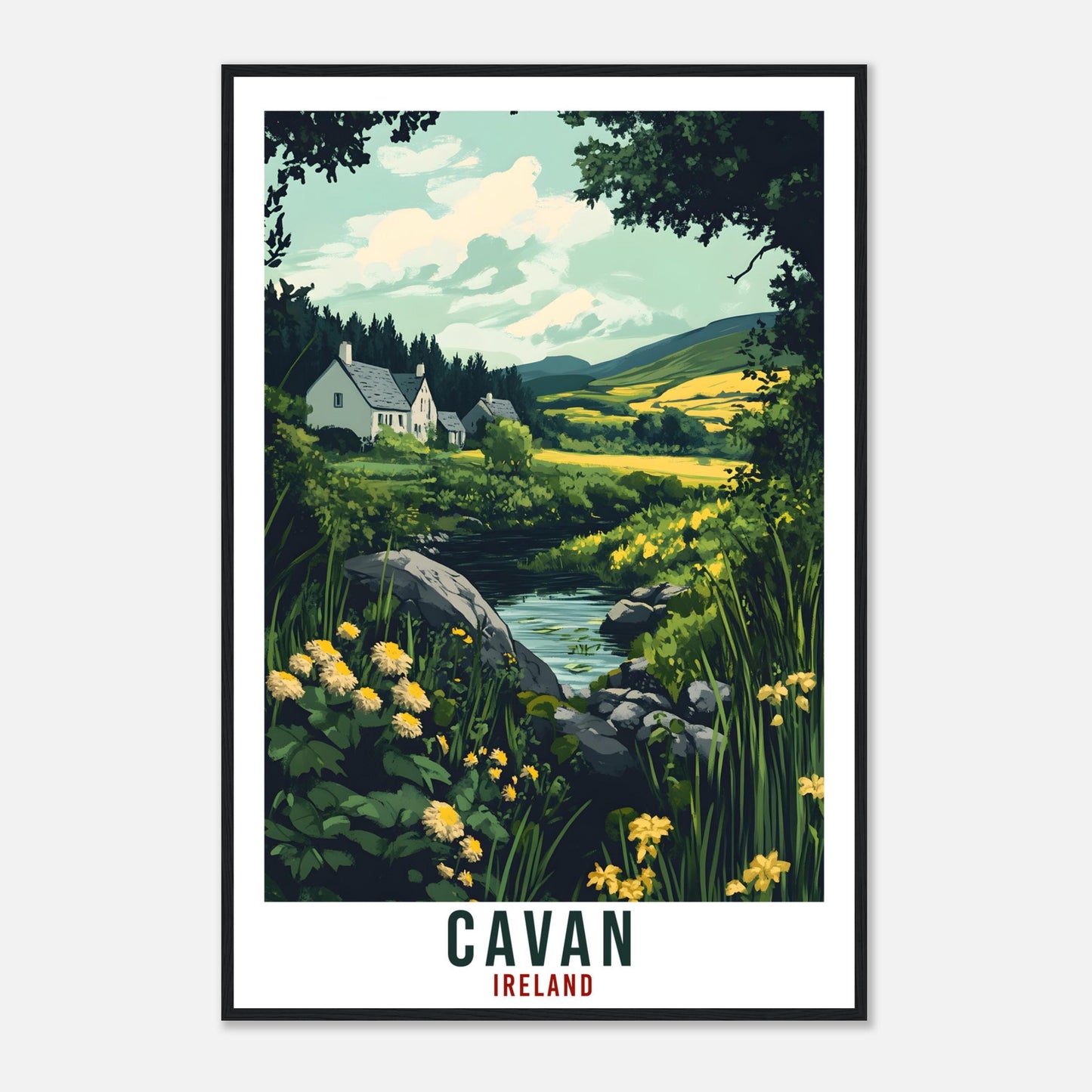 Cavan Travel Print Ireland Home Decor Cavan Wall Art Gift Wall Hanging Art Lover Cavan Irish Artwork Travel Poster Ireland Gift Travel Art