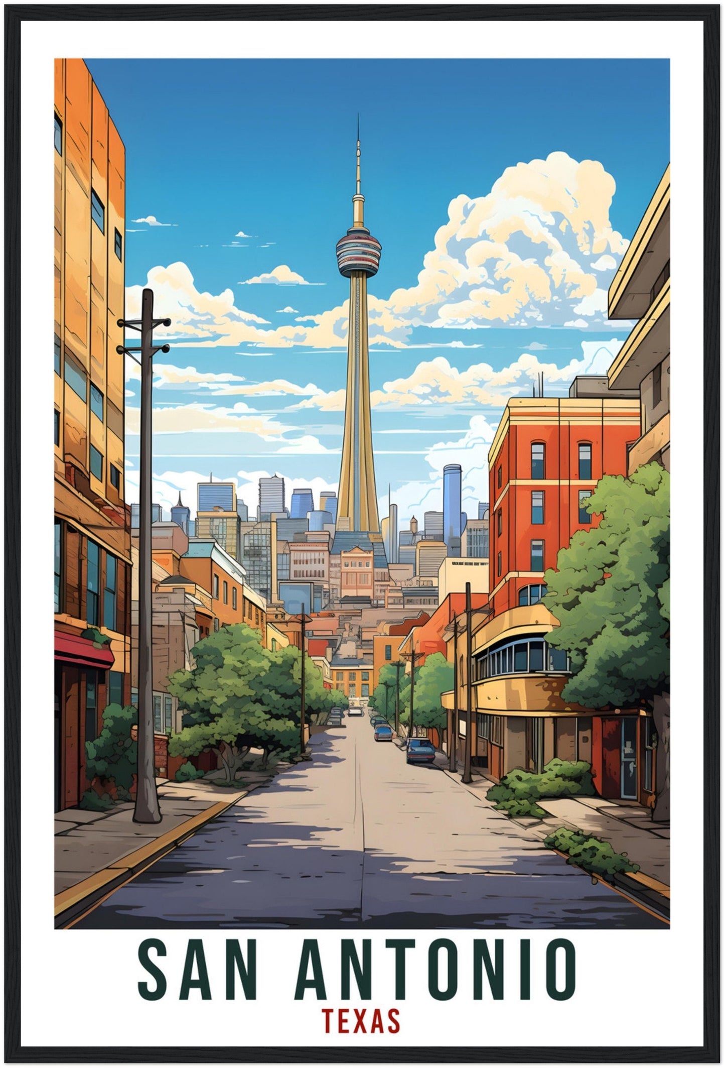San Antonio Travel Print Texas Home Decoration USA City Wall Art Gift Wall Hanging Art Lover Texas Artwork San Antonio Skyline Travel Poster
