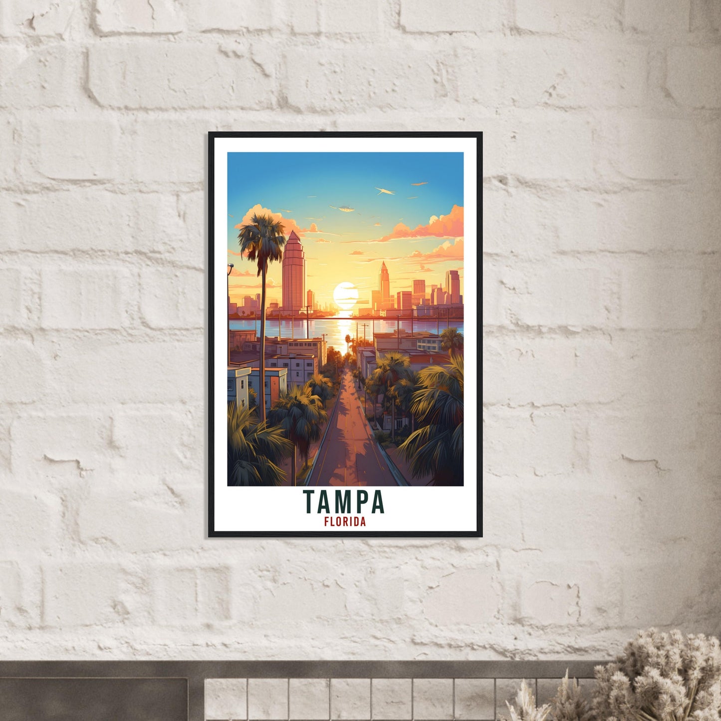 Tampa Travel Print Florida Home Decoration USA City Wall Art Gift Wall Hanging Art Lover Florida Artwork Tampa Bay Skyline Travel Poster