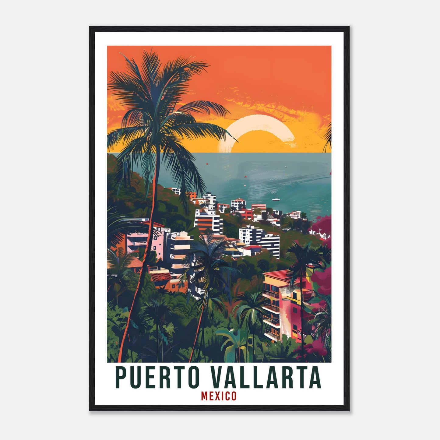 Puerto Vallarta Travel Print Mexico Home Decoration Wall Art Gift Wall Hanging Vallarta Mexico Artwork Mexico Travel Poster Holiday Print