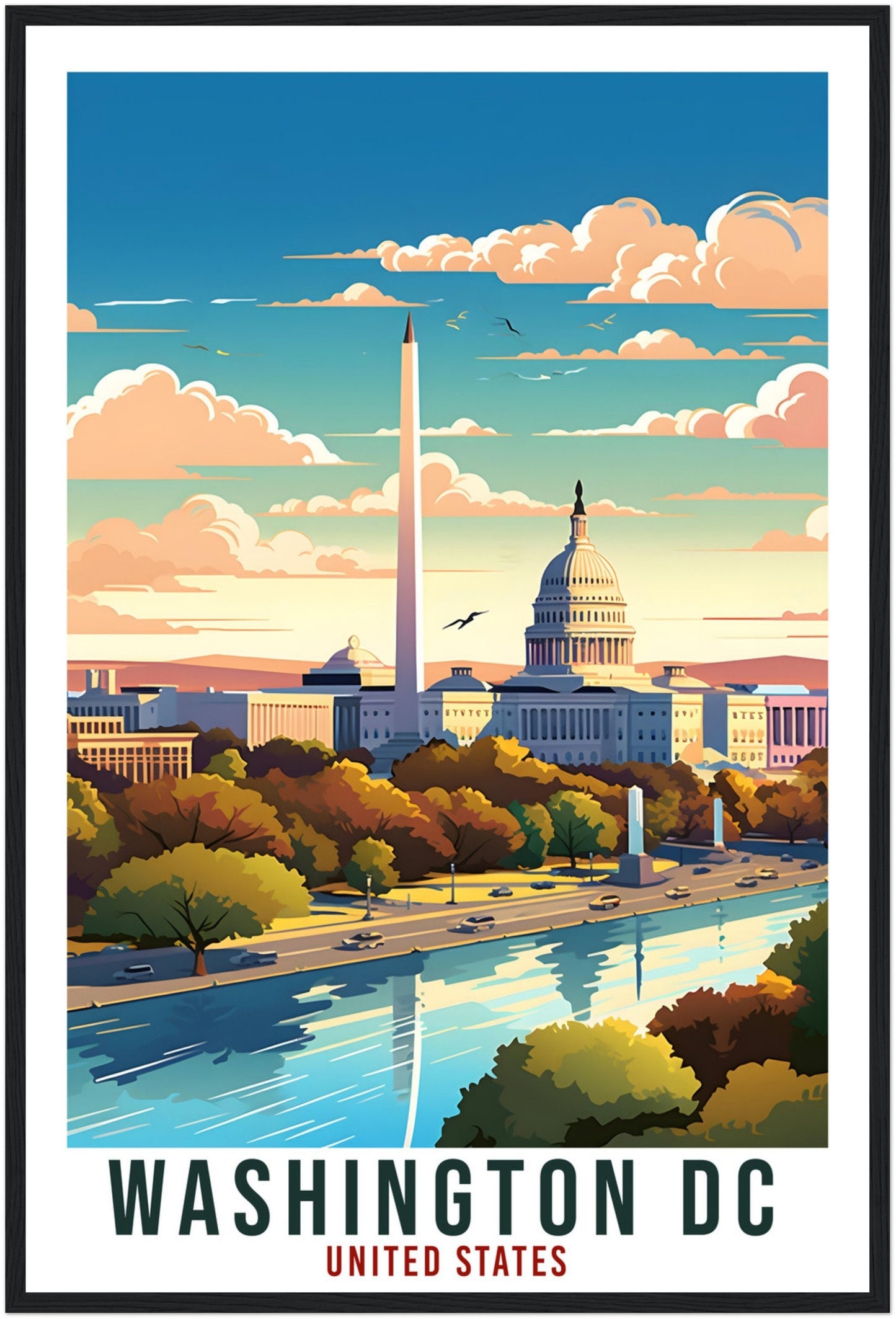 Washington DC Travel Print America Home Decoration City Wall Art Gift Wall Hanging Art Lover United States Artwork Washington Travel Poster