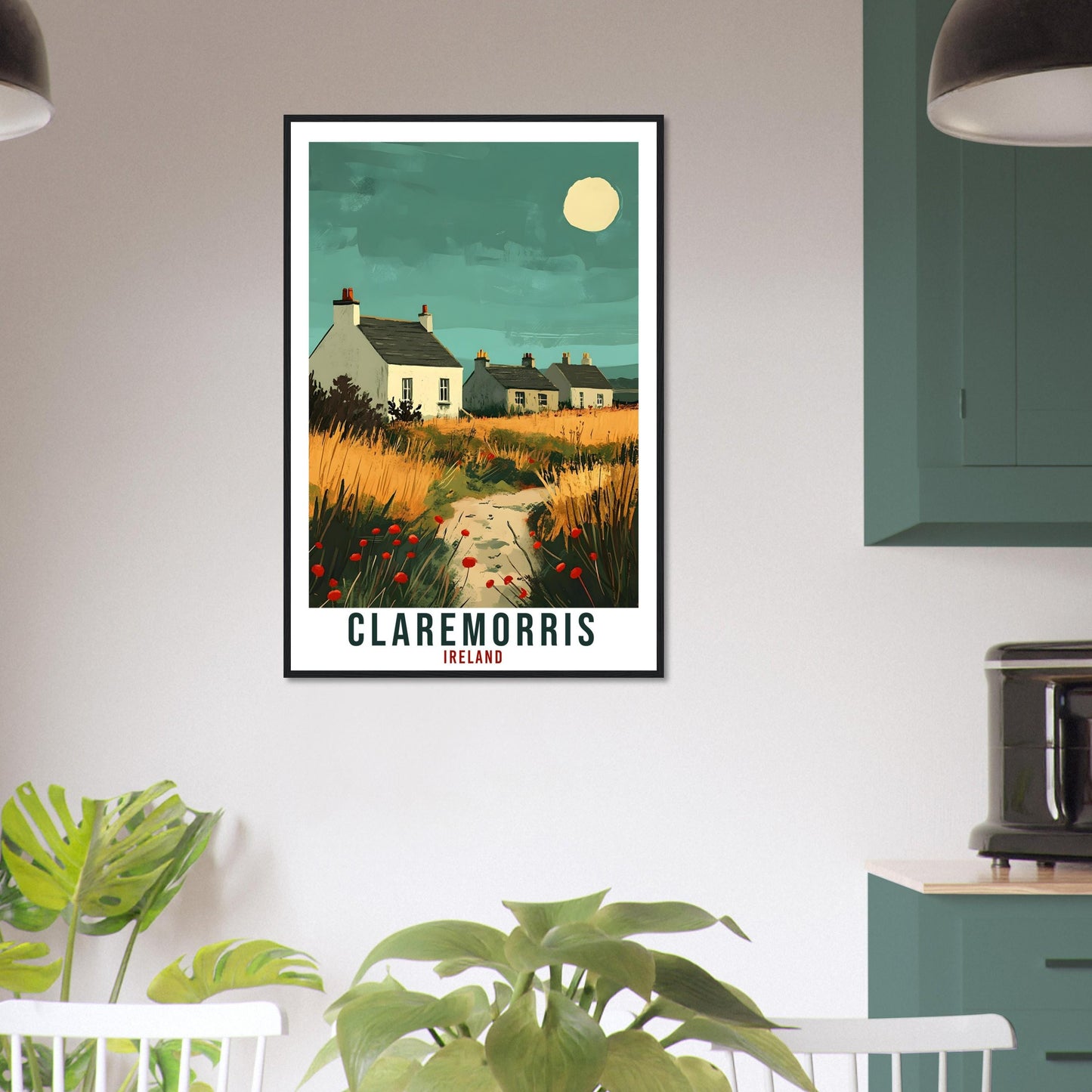 Claremorris Travel Print Ireland Home Decor Co. Mayo Wall Art Gift Wall Hanging Claremorris Irish Artwork Travel Poster Ireland Travel Art