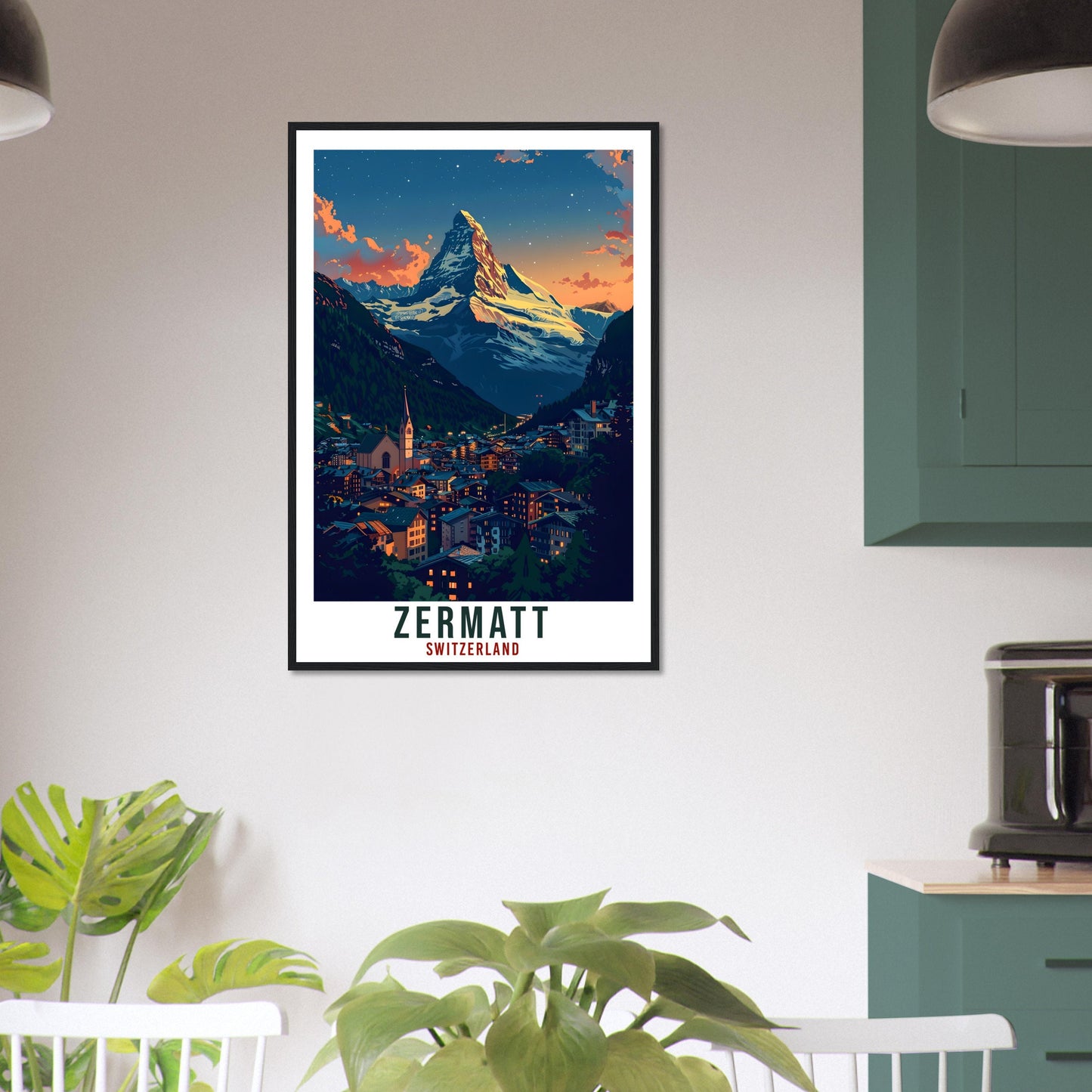 Zermatt Travel Print Swiss Wall Art Wall Hanging Home Living Décor Zermatt Gift Art Lovers Gift Switzerland Artwork Gift Swiss Travel Poster