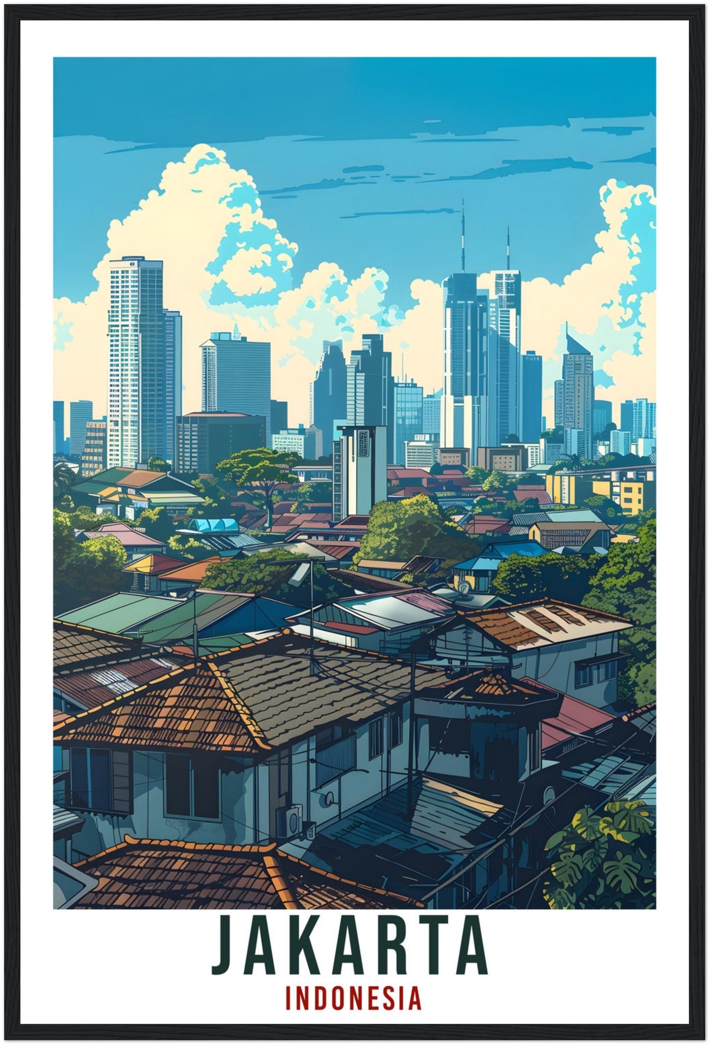 Jakarta Travel Print Wall Art Wall Hanging Home Décor Jakarta Gift Landmark Artwork Travel Art Lovers Indonesia Jakarta City Travel Poster