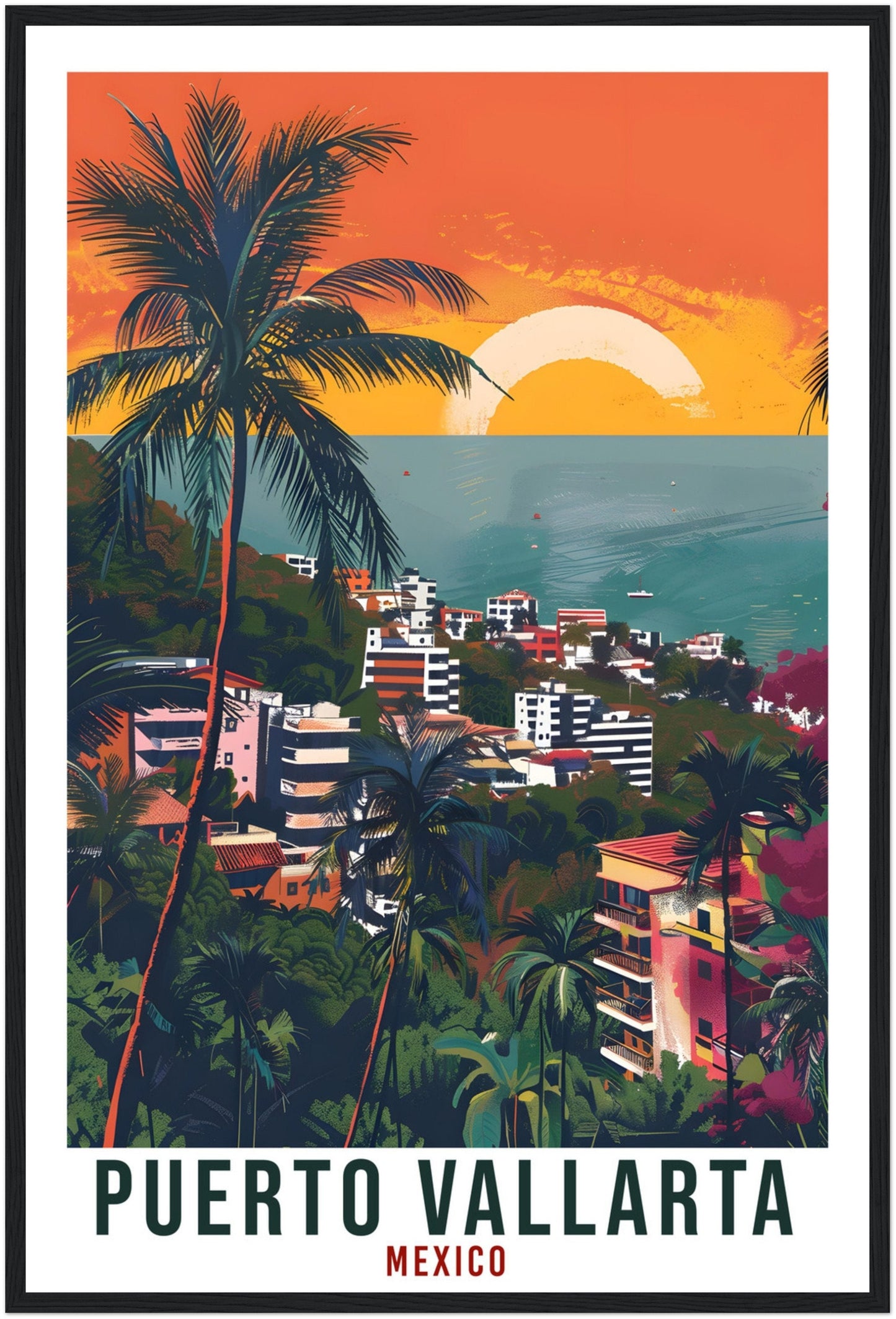 Puerto Vallarta Travel Print Mexico Home Decoration Wall Art Gift Wall Hanging Vallarta Mexico Artwork Mexico Travel Poster Holiday Print