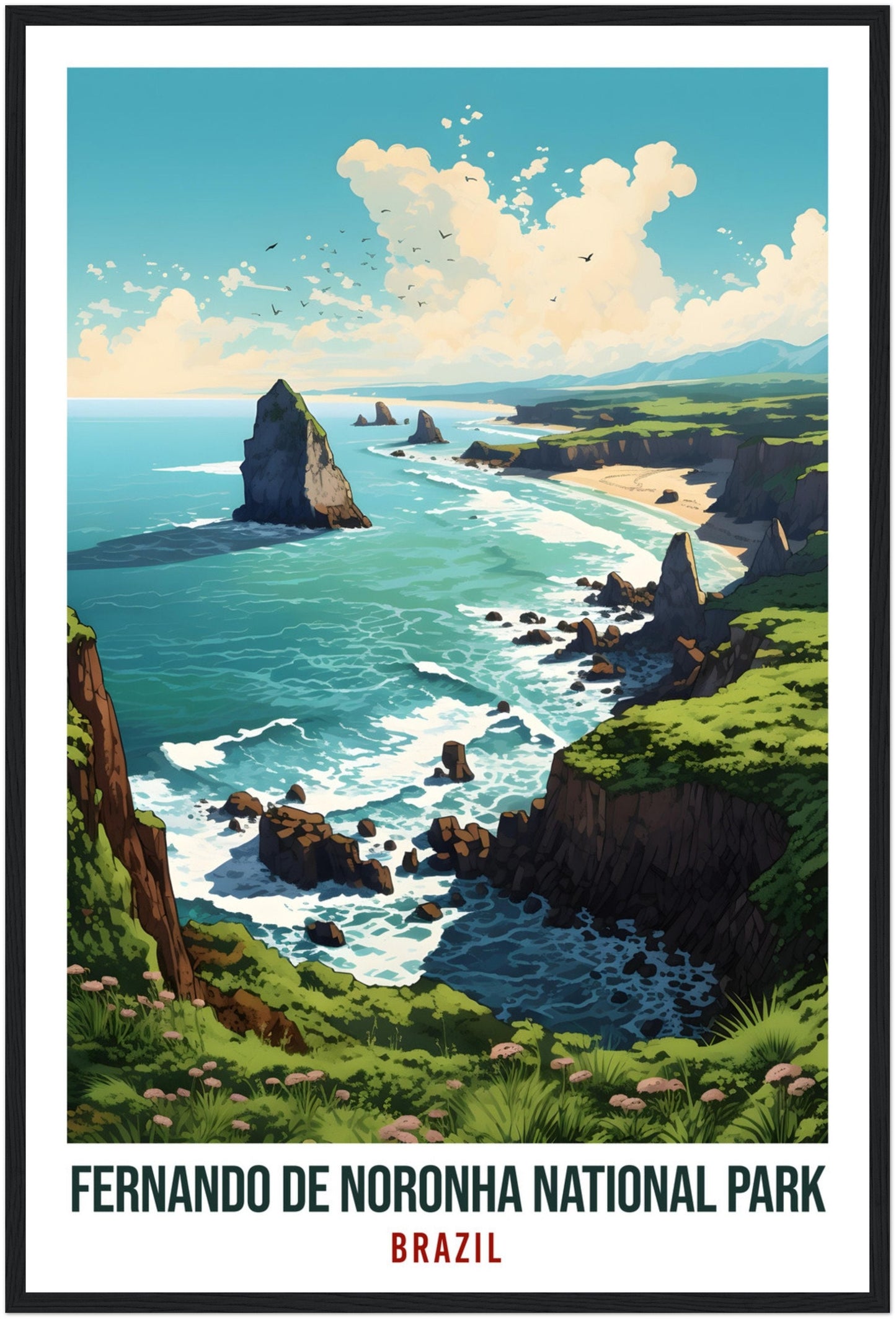 Fernando De Noronha National Park Travel Print Wall Art Brazil National Park Wall Hanging Artwork Art Gift Fernando De Noronha Travel Poster