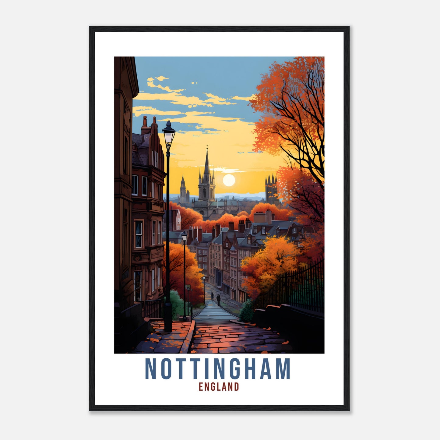 Nottingham Travel Print Home Decor Nottinghamshire East Midlands Wall Hanging Nottingham Artwork Gift Nottingham Travel Poster Artwork