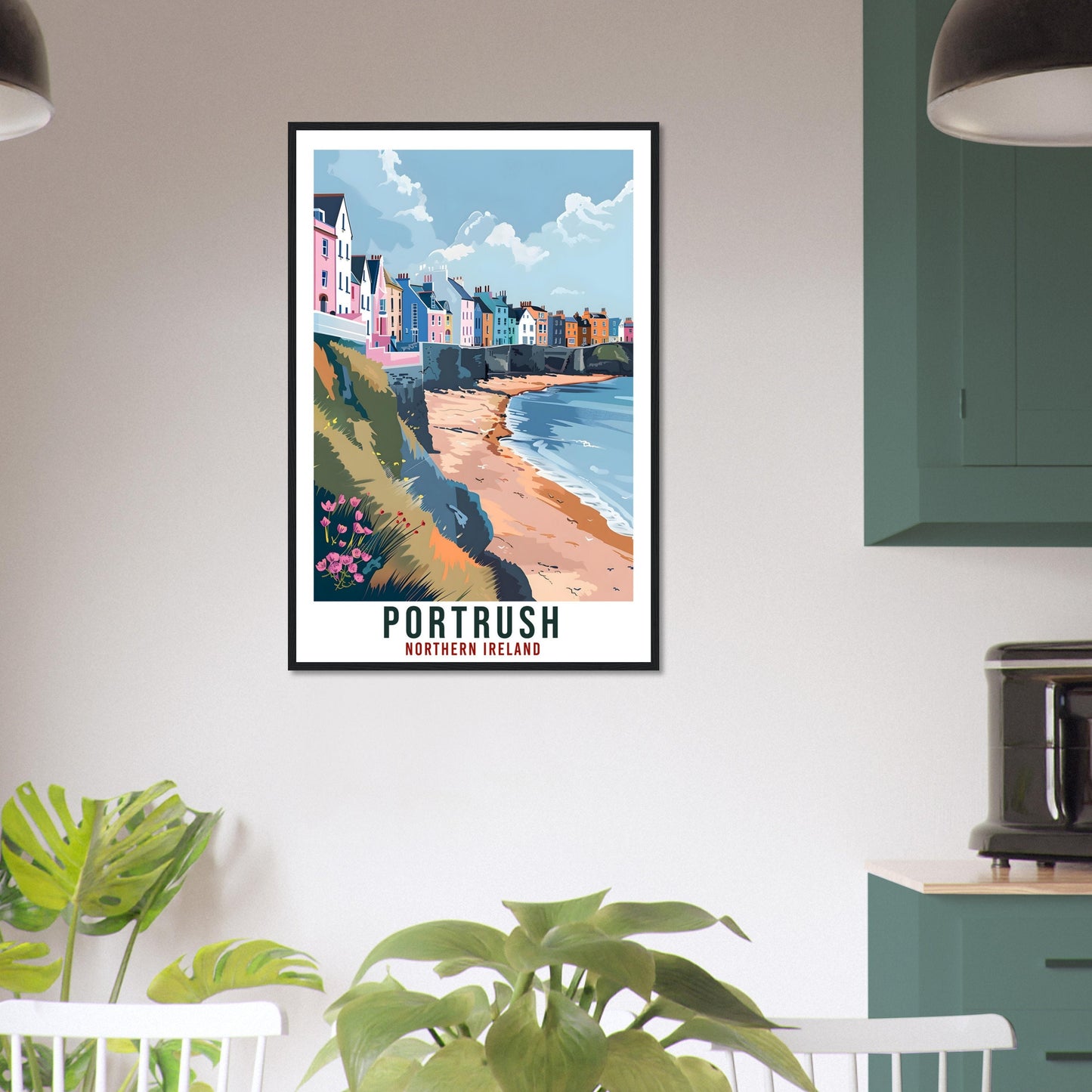 Portrush Travel Print Ireland Wall Art Wall Hanging Décor Portrush Gift Art Lovers Gift Irish Artwork Gift Northern Ireland Travel Poster