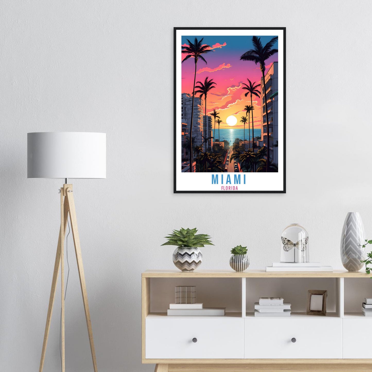 Miami Travel Print Wall Miami Florida Sunset Wall Hanging Travel Poster Miami City Landscape Florida Home Decor Florida Gift Travel Art