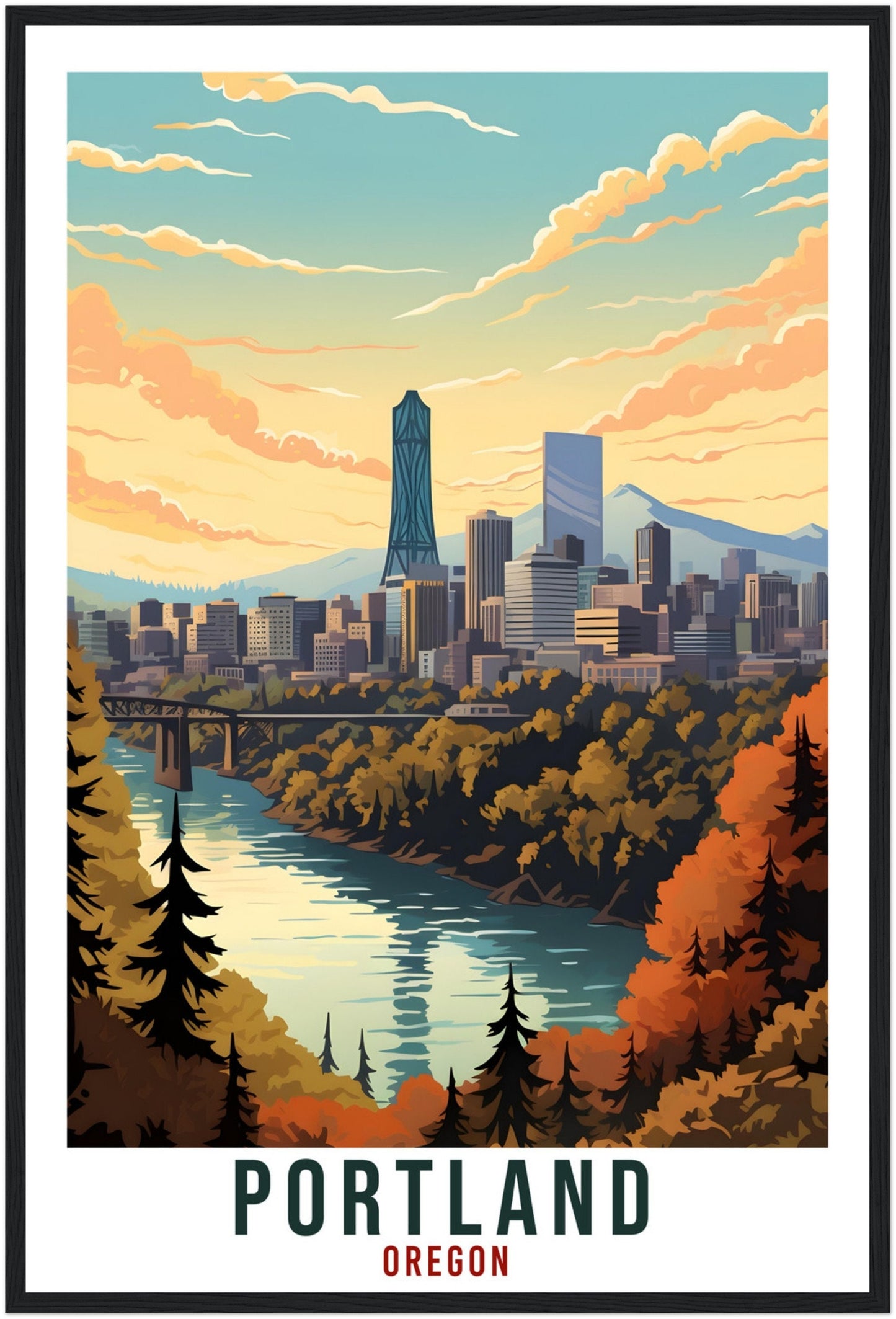 Portland Travel Print Oregon Home Decoration USA City Wall Art Gift Wall Hanging Art Lover Oregon Artwork Portland Skyline Travel Poster