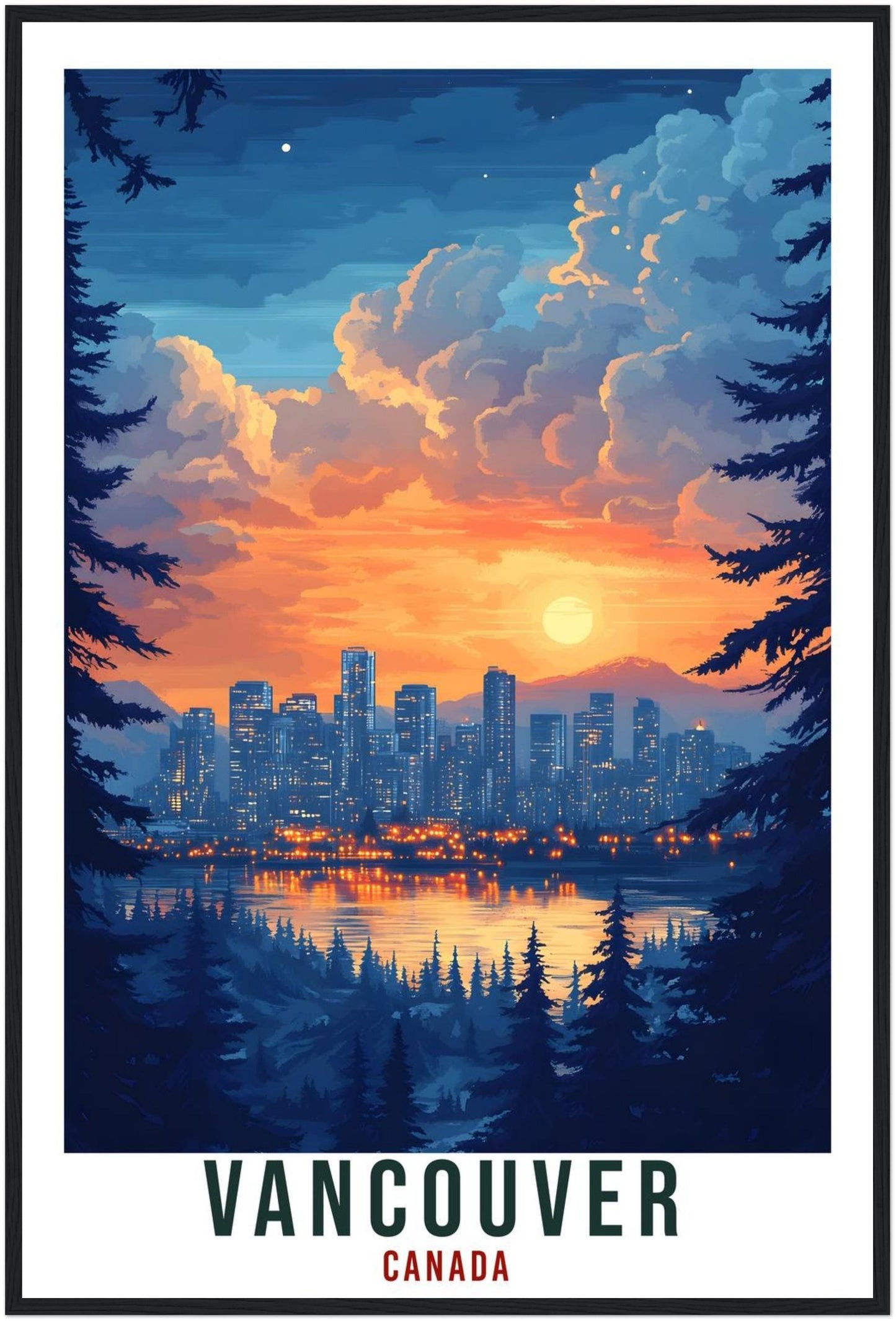 Vancouver Travel Print Canada Home Decor Vancouver Wall Art Gift Wall Hanging Art Lover Vancouver Canadian Artwork Travel Poster Canada Art