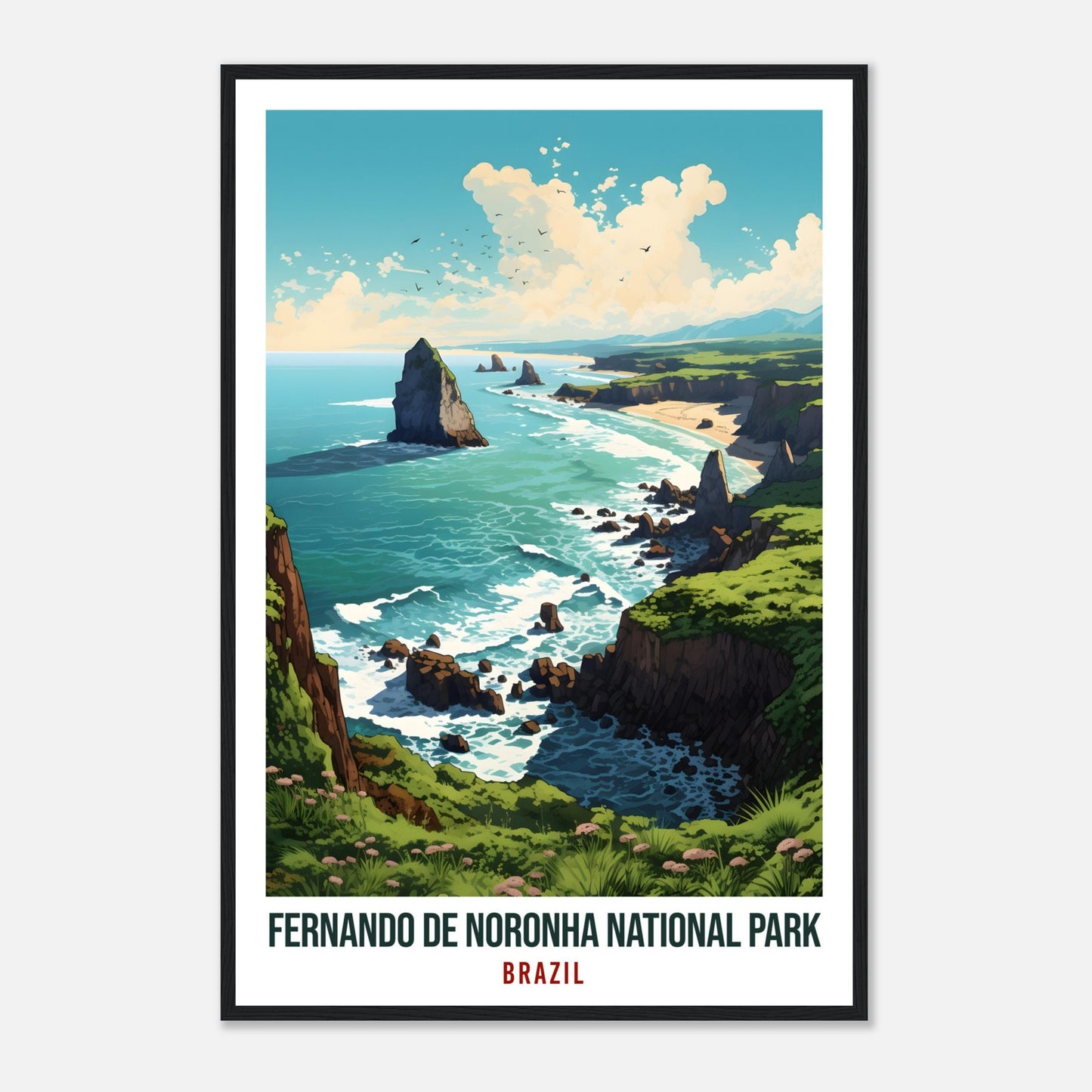Fernando De Noronha National Park Travel Print Wall Art Brazil National Park Wall Hanging Artwork Art Gift Fernando De Noronha Travel Poster