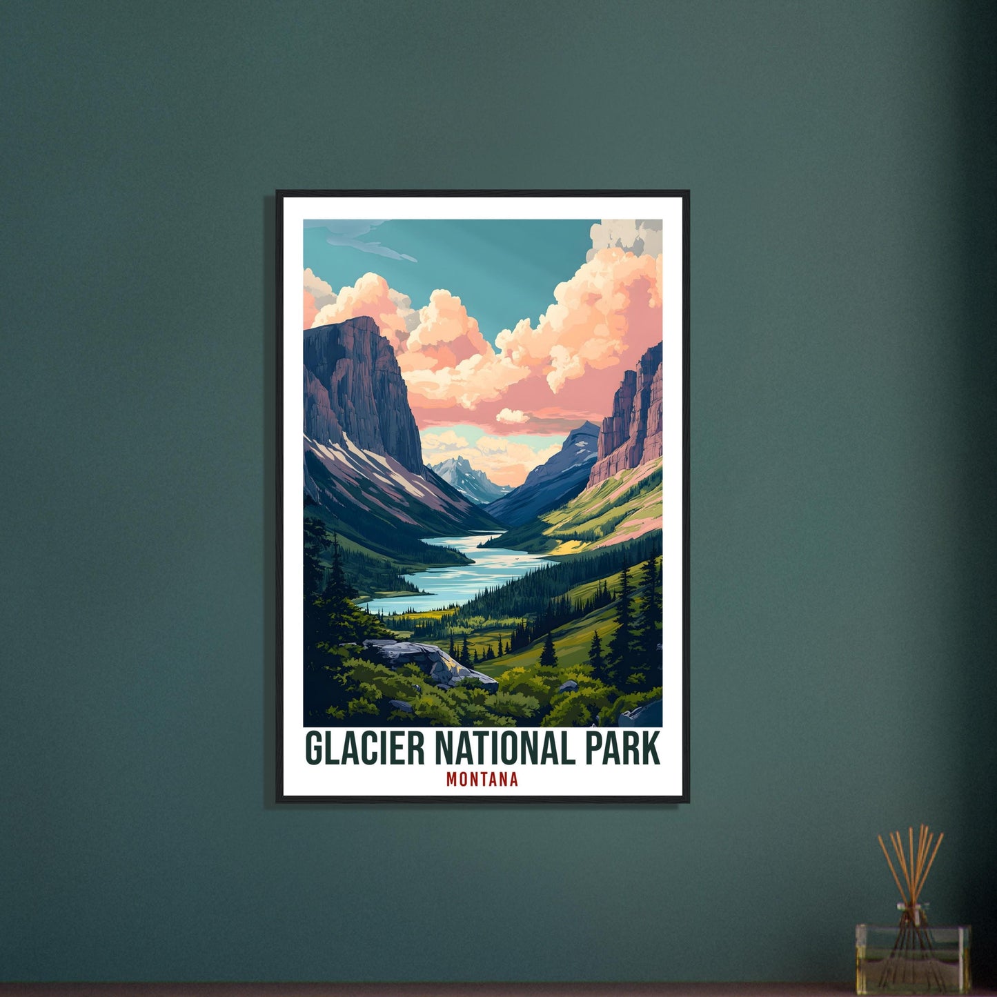 Glacier National Park Montana USA Travel Print Wall Art Wall Hanging Home Décor Montana Gift Travel Art USA Hiking Artwork Travel Poster