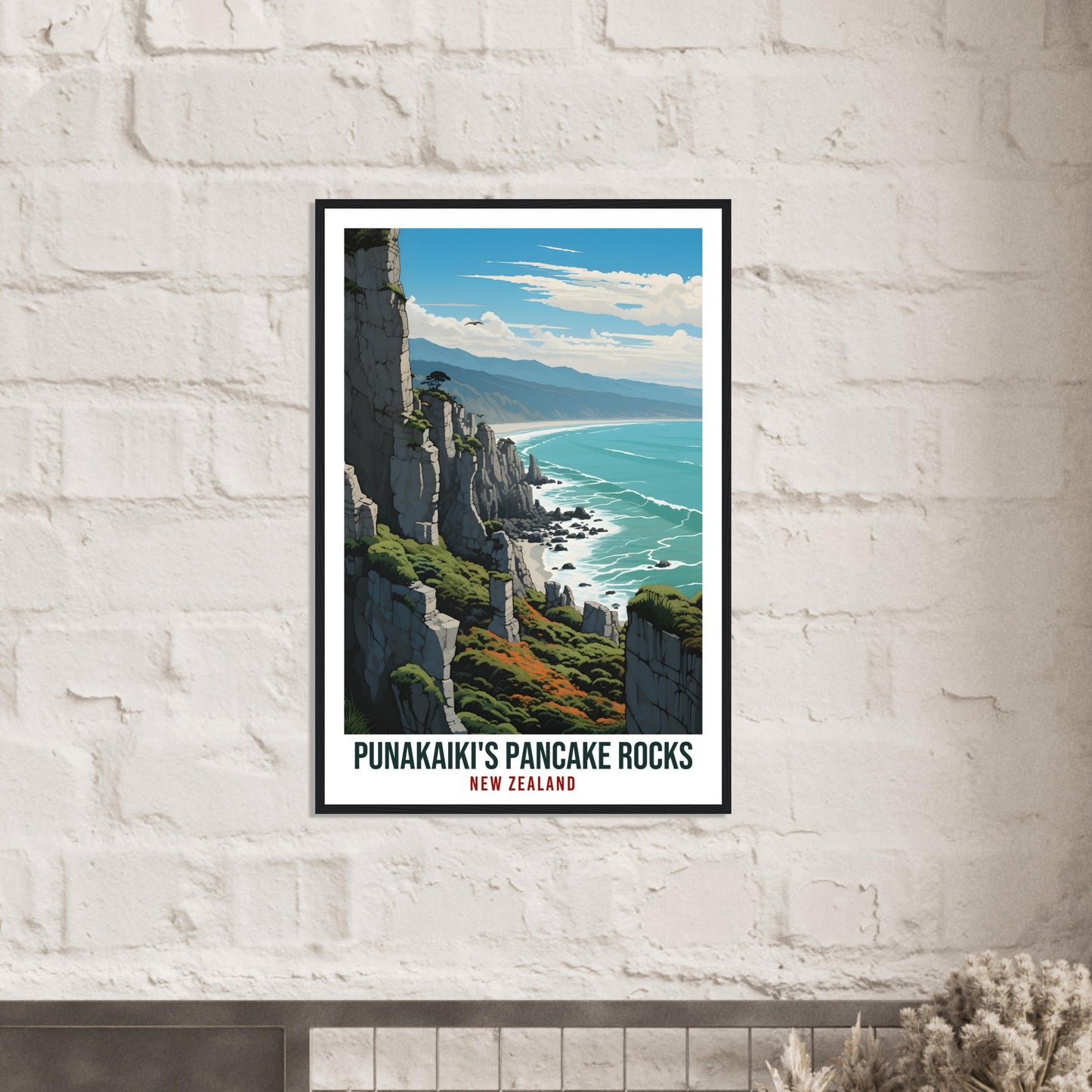 Punakaiki Pancake Rocks Travel Print Wall Art Punakaiki New Zealand Wall Hanging Artwork Punakaiki Travel Poster New Zealand Art Lovers Gift