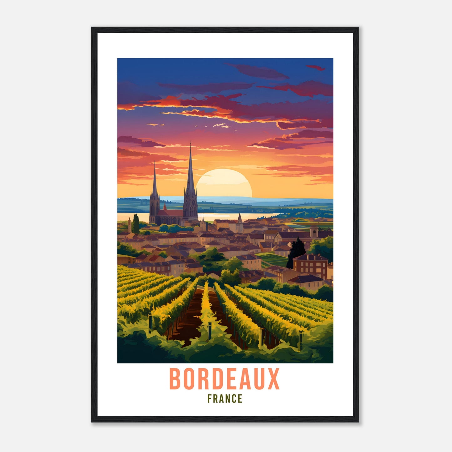 Bordeaux France Travel Poster Wall Art Bordeaux Wall Hanging Home Décor France Gift Art Lovers Vineyard Art Lover Gift Bordeaux France Print