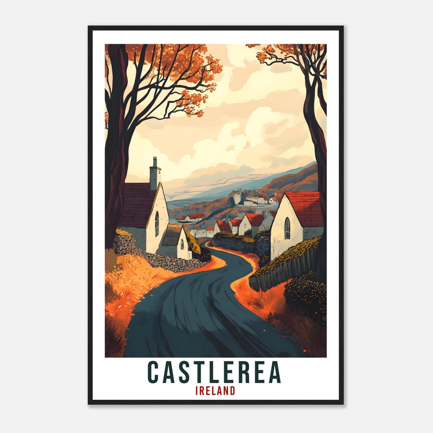 Castlerea Travel Print Ireland Home Decor Castlerea Wall Art Gift Wall Hanging Gift Castlerea Irish Artwork Travel Poster Ireland Travel Art