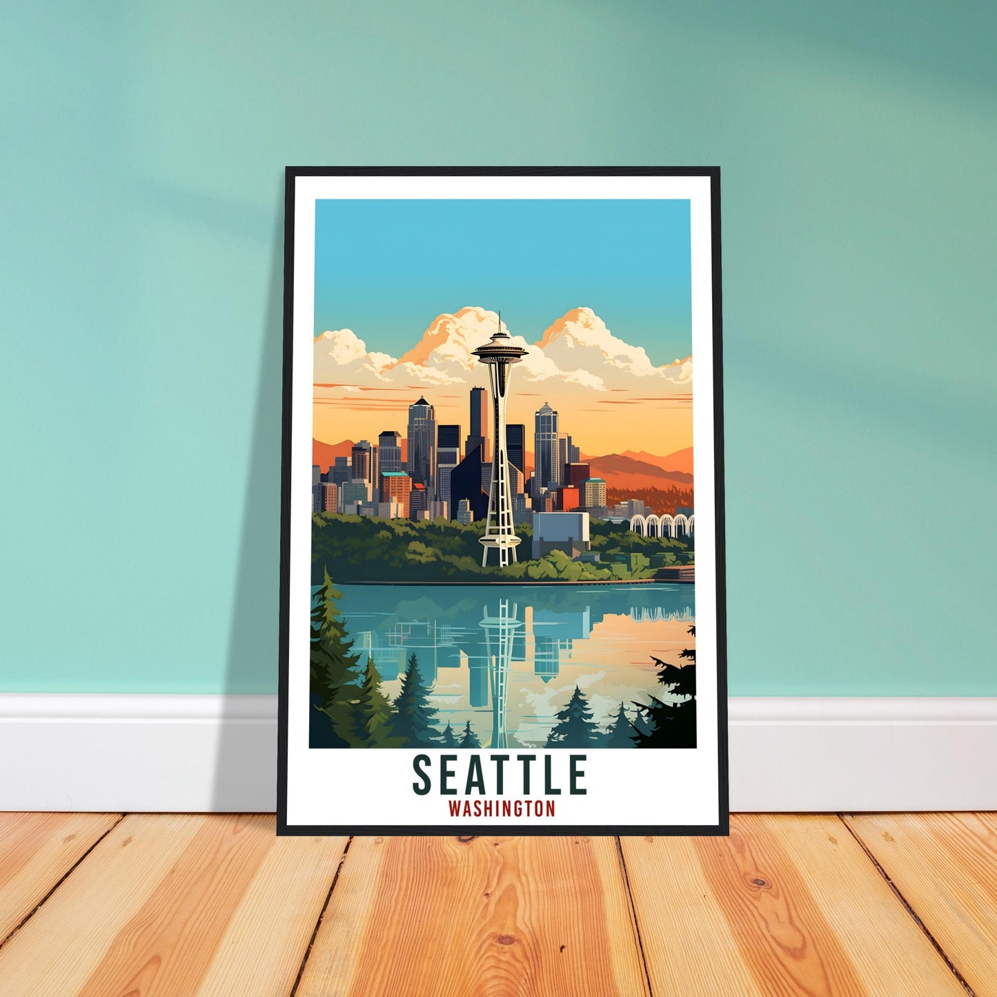 Seattle Travel Poster Washington Skyline Home Decoration City Wall Art Gift Wall Hanging Art Lover Washington Artwork Seattle Travel Print
