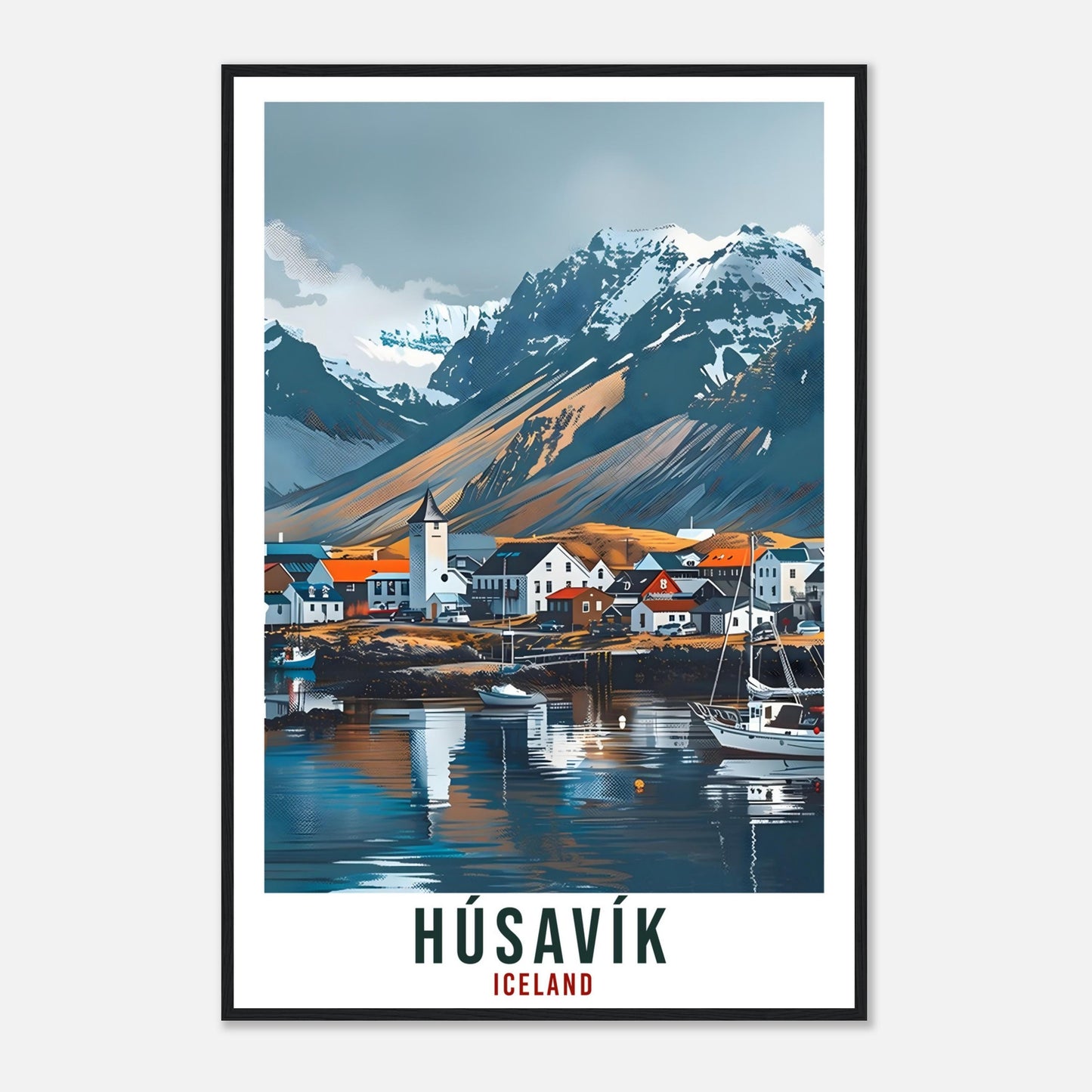 Húsavík Iceland Travel Print Wall Art Wall Hanging Home Décor Húsavík Gift Travel Art Iceland Húsavík Artwork City Landscape Travel Poster