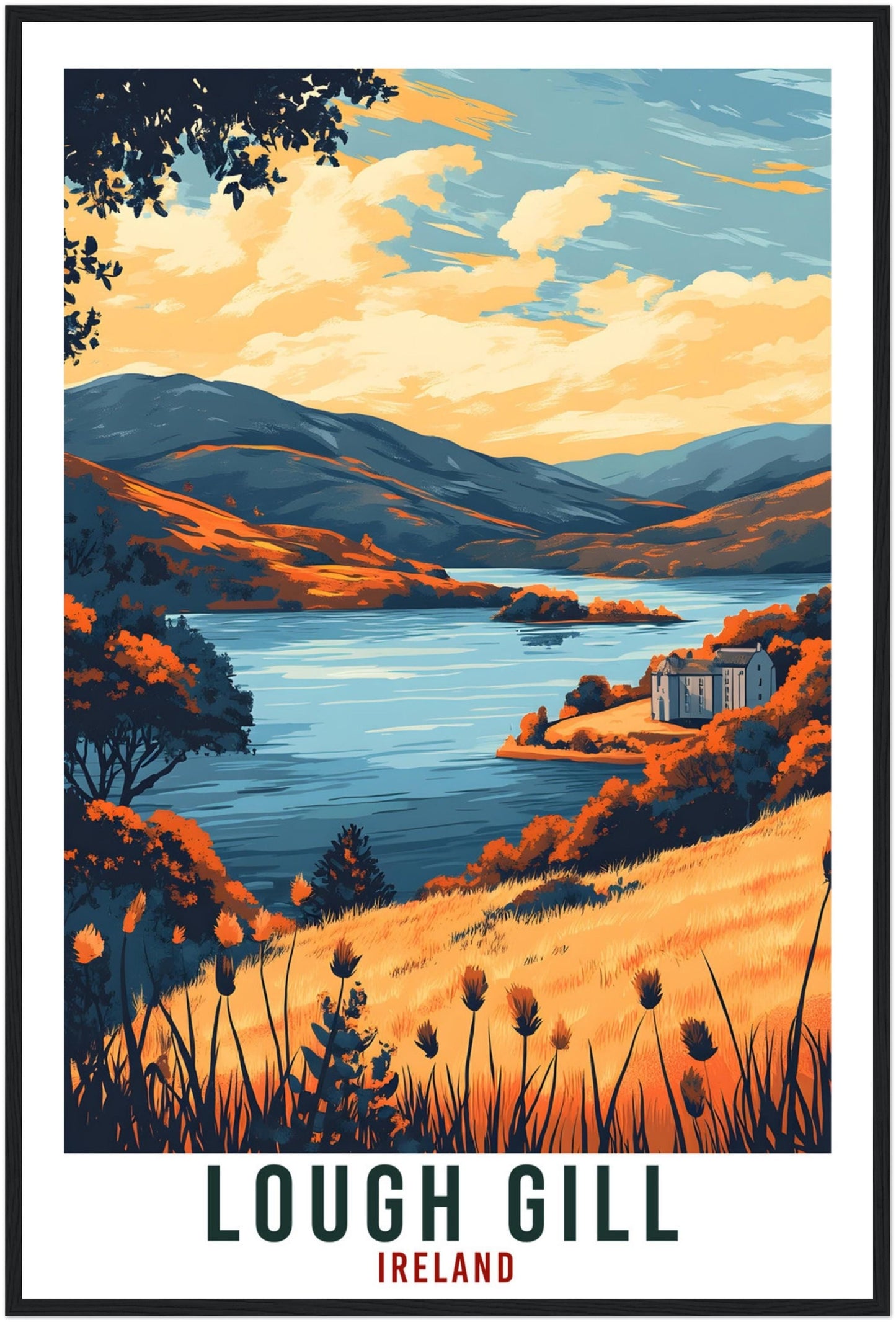 Lough Gill Travel Print Ireland Home Decor Lough Gill Wall Art Wall Hanging Art Lover Irish Artwork Travel Poster Lough Gill Ireland Travel