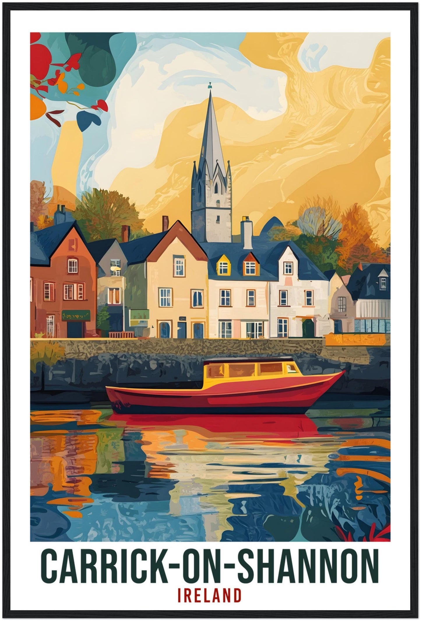 Carrick-On-Shannon Travel Print Ireland Home Decor Wall Art Gift Wall Hanging Art Lover CarrickOnShannon Irish Artwork Travel Poster Ireland