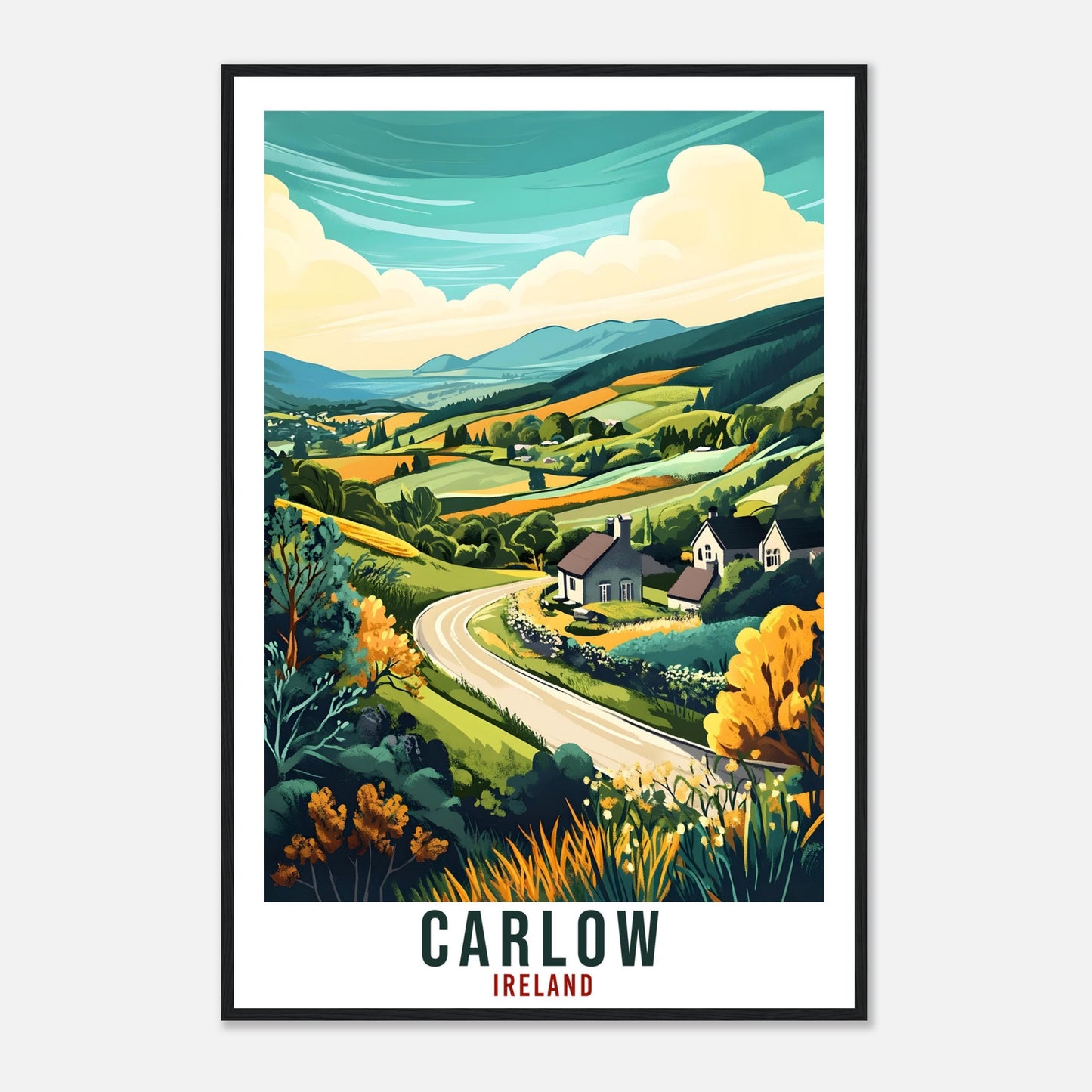 Carlow Travel Print Ireland Home Decor Carlow Wall Art Wall Hanging Art Lover Irish Artwork Travel Poster Carlow Ireland Travel Art Gift