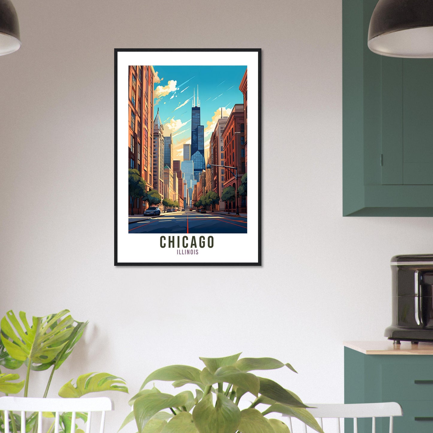Chicago Travel Print Wall Art Chicago Illinois Wall Art Chicago Travel Poster USA Home Decor Chicago Art Lovers Gift Chicago City Travel Art