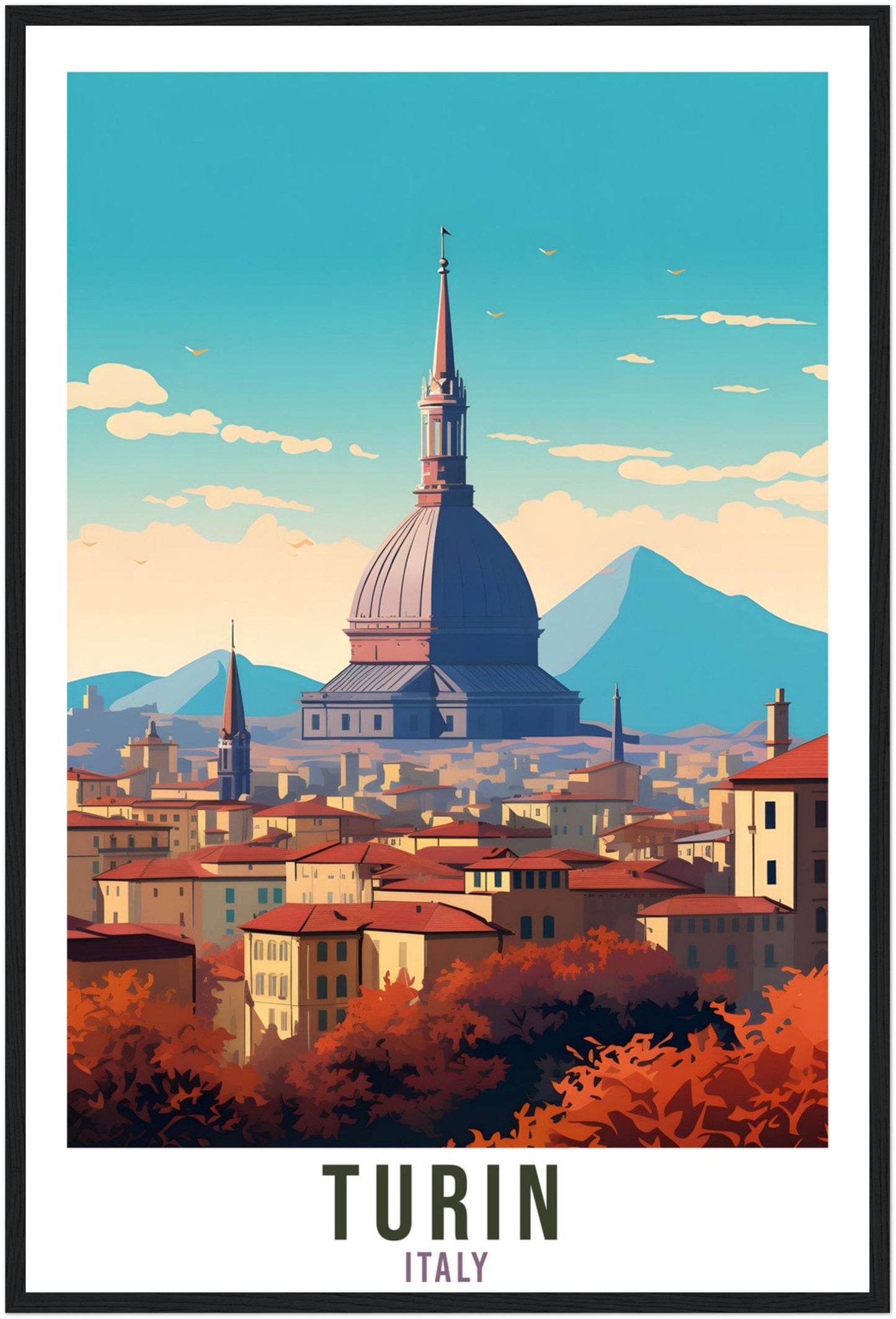 Turin Italy Travel Print Wall Art Turin Wall Hanging Home Décor Turin Gift Art Lovers Italy Art Lover Gift Print Turin City Print Italian