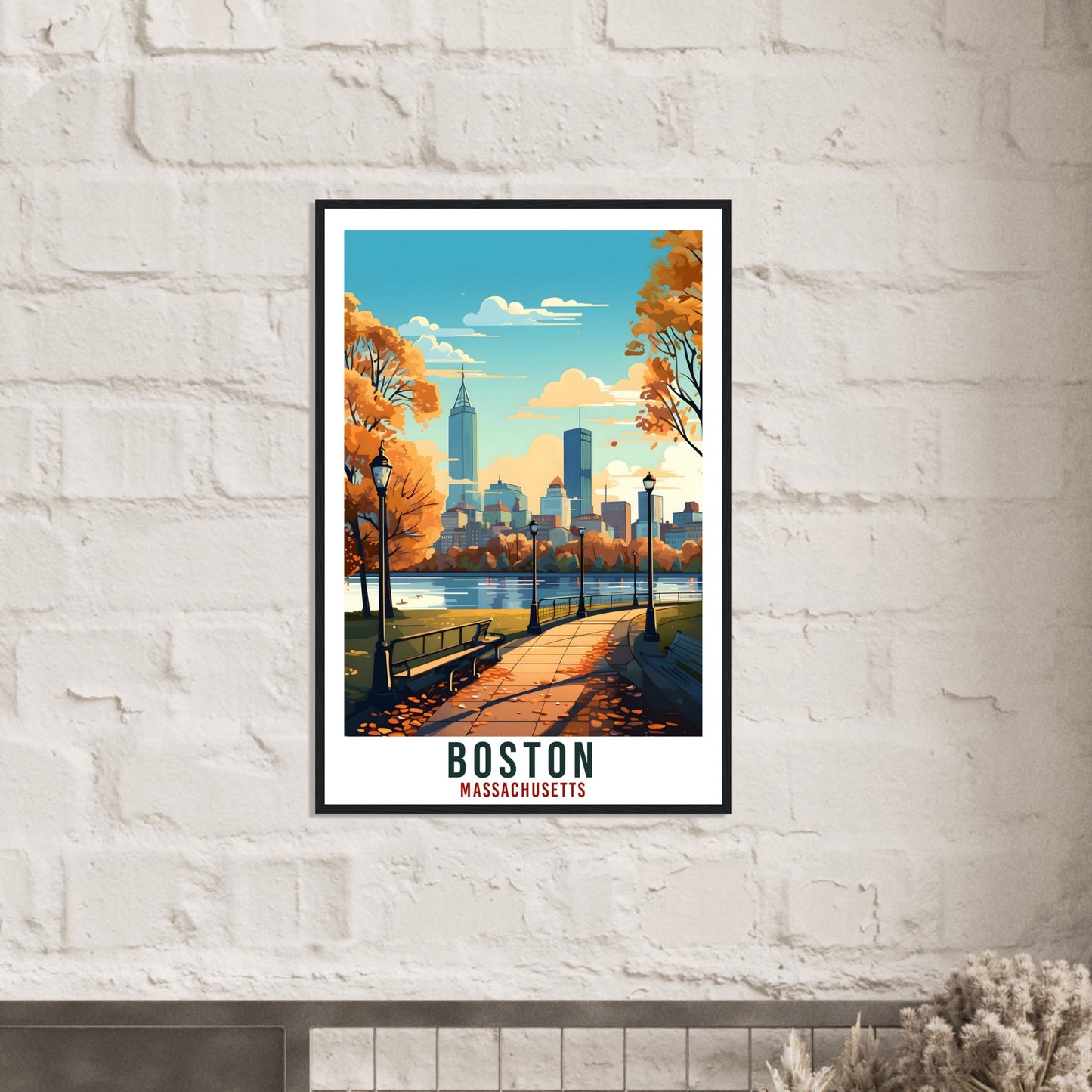 Boston Travel Print Massachusetts Home Decoration USA City Wall Art Gift Wall Hanging Art Lover Massachusetts Artwork Boston Travel Poster