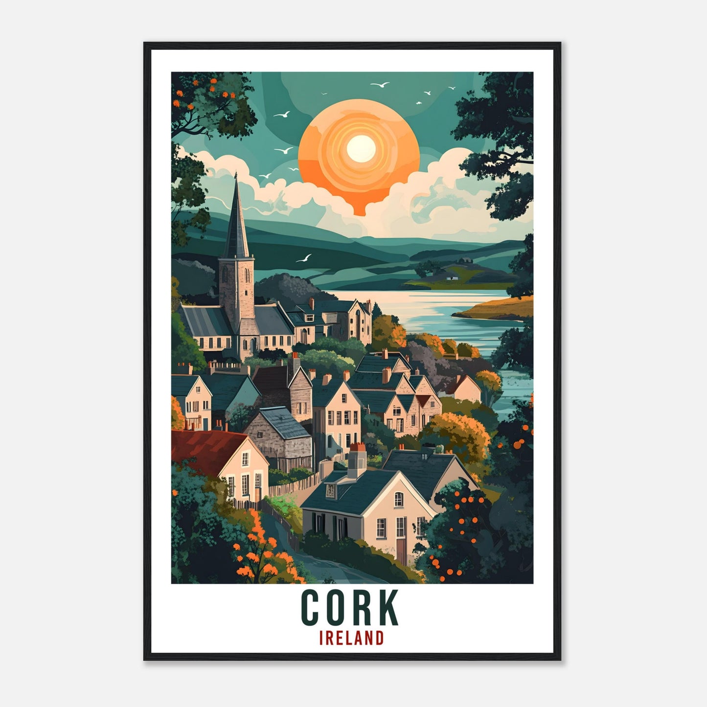 Cork Travel Print Ireland Home Decor Cork Wall Art Gift Wall Hanging Art Lover Cork Irish Artwork Travel Poster Ireland Travel Art Gift