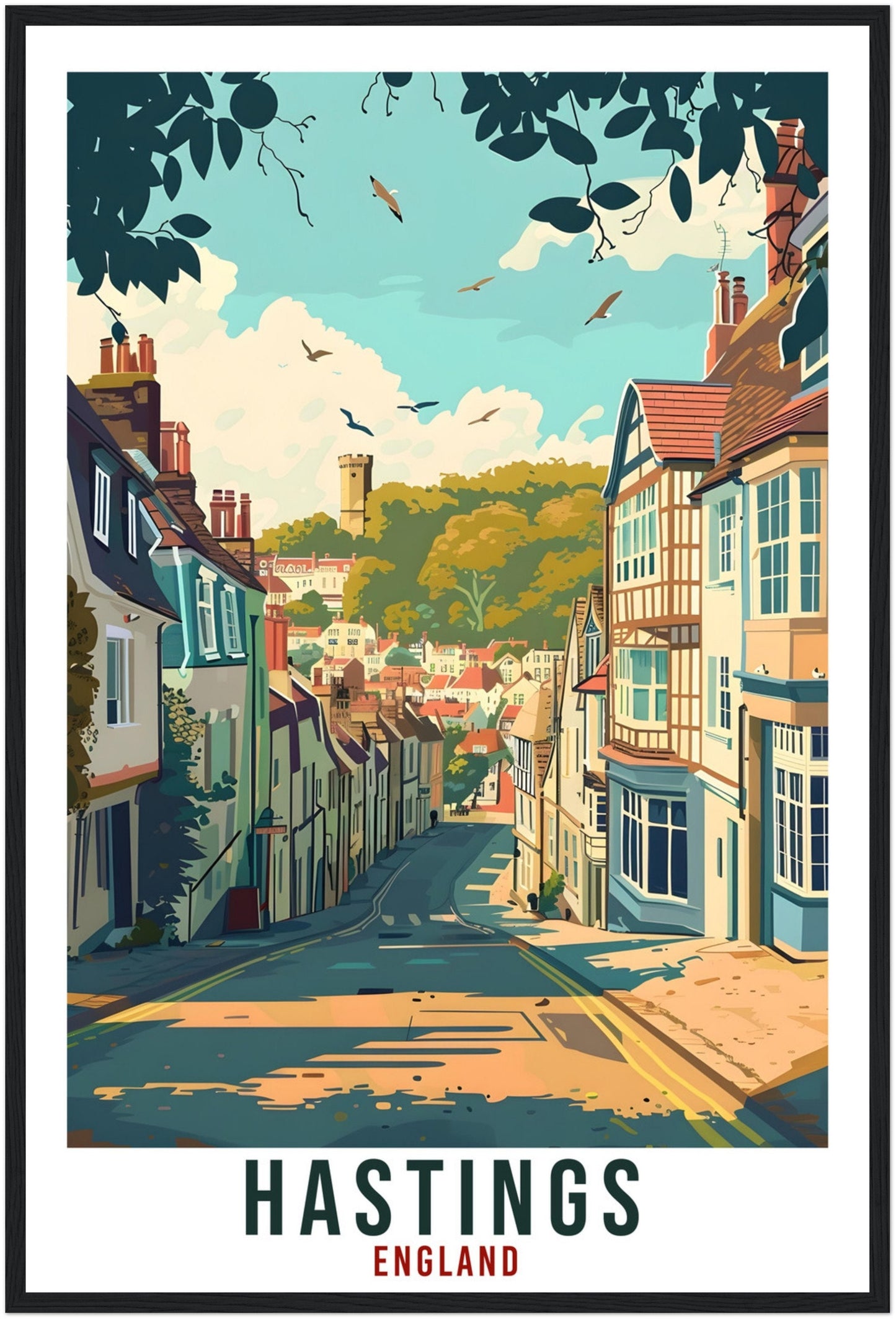 Hastings Travel Print Wall Art Wall Hanging Home Living Décor Hastings Gift Art Lovers Gift UK Artwork Gift Print England Travel Poster