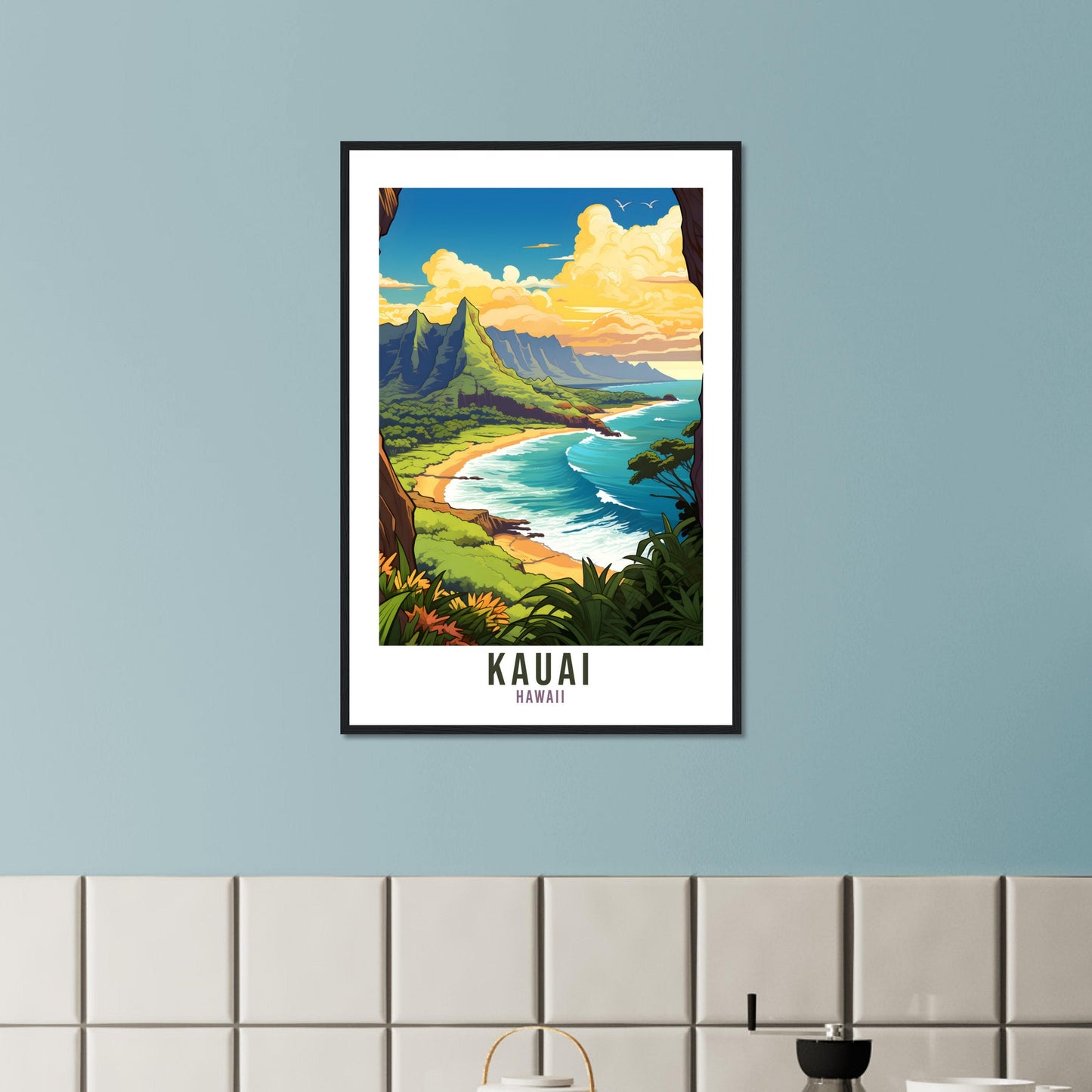 Kauai Hawaii Travel Print Kauai Wall Art Home Décor Kauai Wall Hanging Illustration Gift For Art Lovers Hawaii Art Lover Gift Print Artwork
