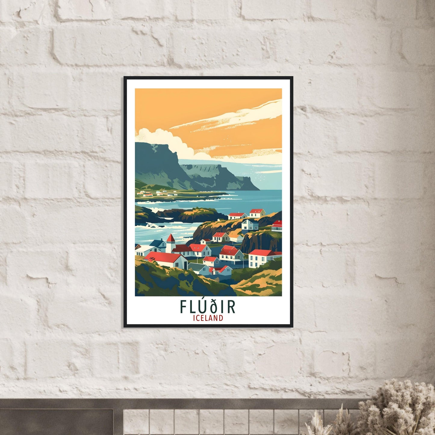 Fludir Iceland Travel Print Wall Art Wall Hanging Home Décor Fludir Gift Travel Art Iceland Fludir Artwork City Landscape Travel Poster