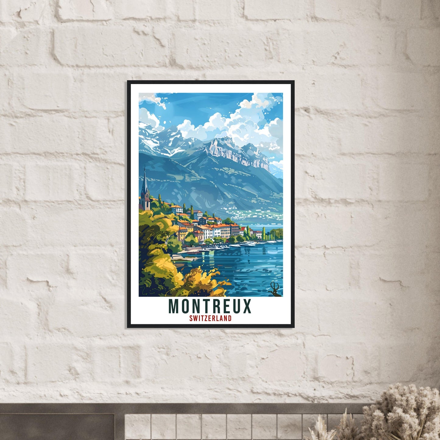 Montreux Travel Print Swiss Wall Art Wall Hanging Home Living Décor Montreux Gift Art Lovers Switzerland Artwork Gift Swiss Travel Poster