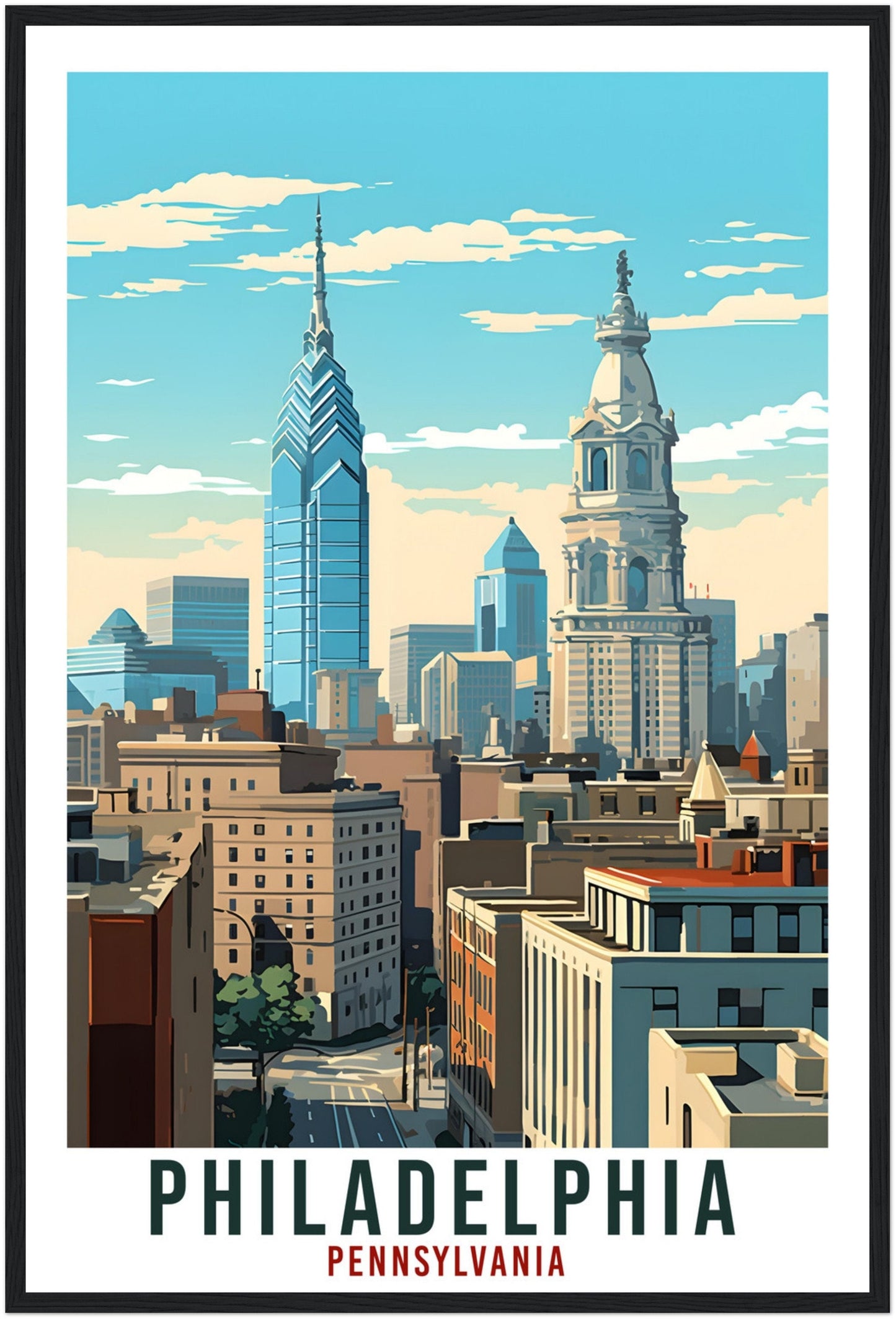 Philadelphia Travel Poster Pennsylvania Home Decor USA Wall Art Gift Wall Hanging Art Lover Pennsylvania Artwork Philadelphia Travel Print