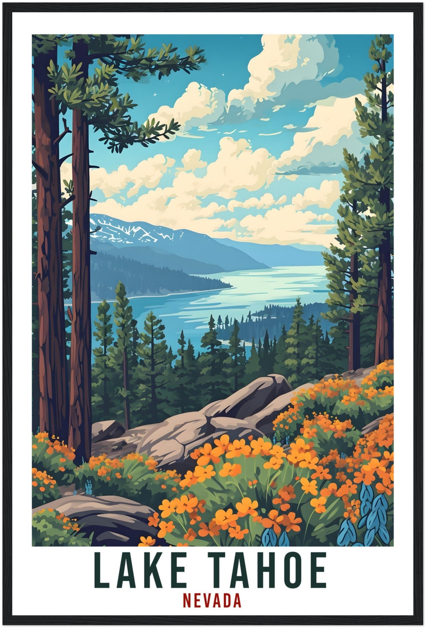 Lake Tahoe Travel Print Nevada Home Decoration USA City Wall Art Gift Wall Hanging Art Lover Nevada Artwork Lake Tahoe Travel Poster