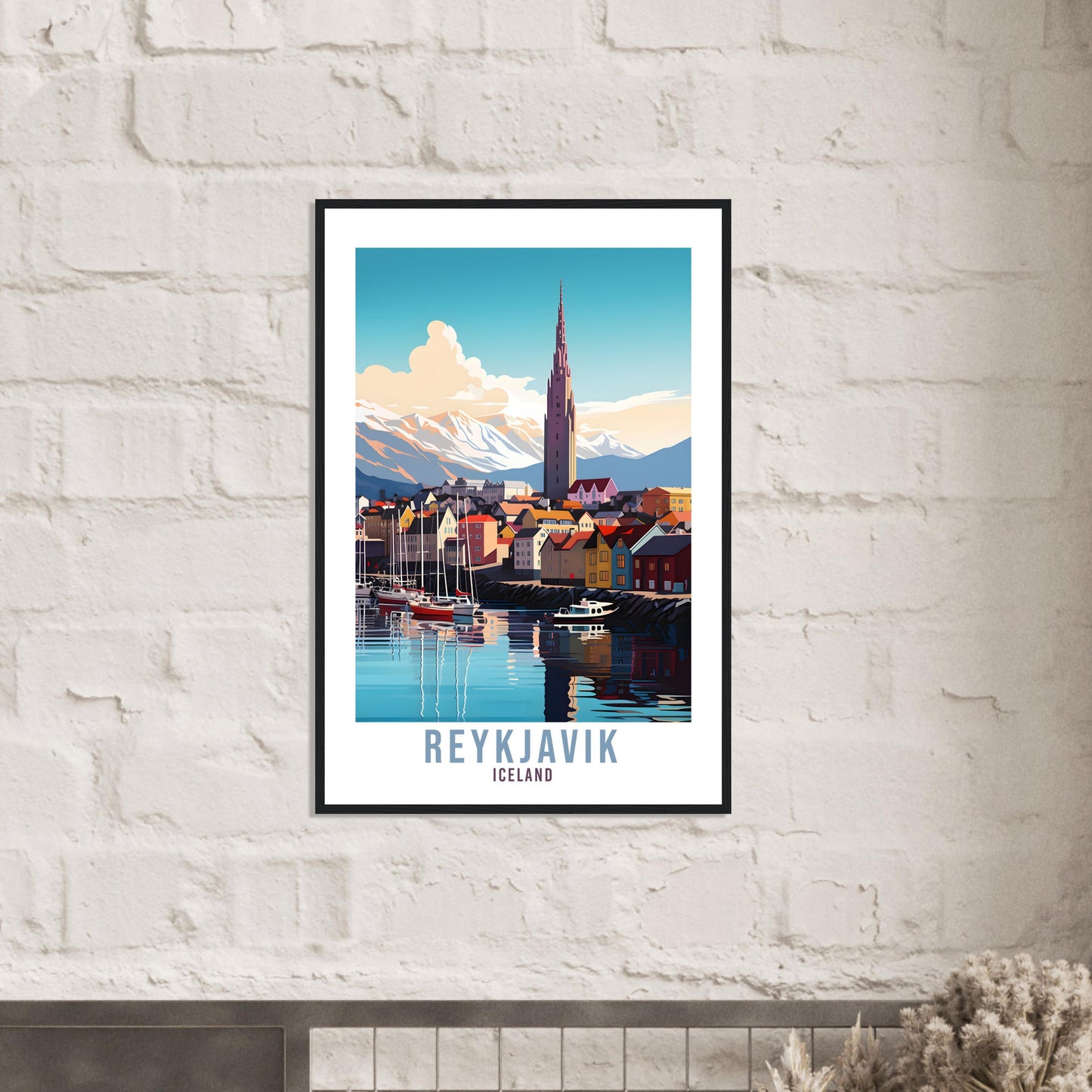 Reykjavik Travel Print Gift Iceland Reykjavik Travel Poster Reykjavik Wall Art Cityscape Reykjavik Illustration Home Decor Wall Hanging