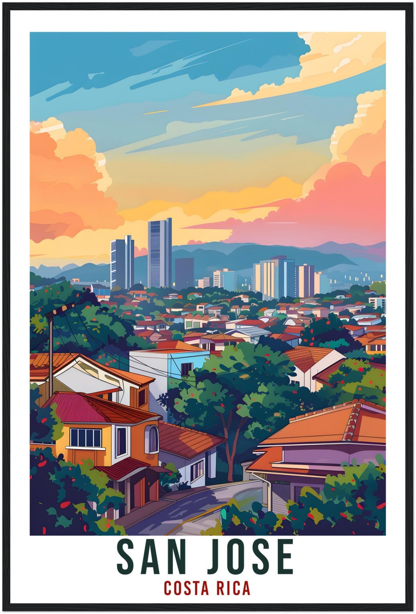 San Jose Costa Rica Travel Print Wall Art Wall Hanging Home Décor San Jose Gift Wall Art Artwork Travel Art Costa Rica City Travel Poster