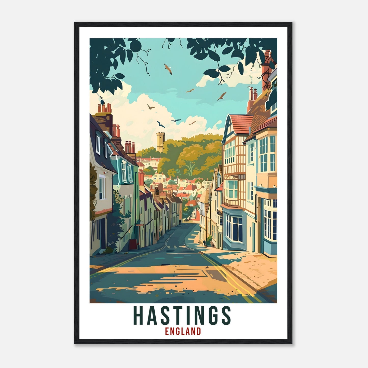 Hastings Travel Print Wall Art Wall Hanging Home Living Décor Hastings Gift Art Lovers Gift UK Artwork Gift Print England Travel Poster