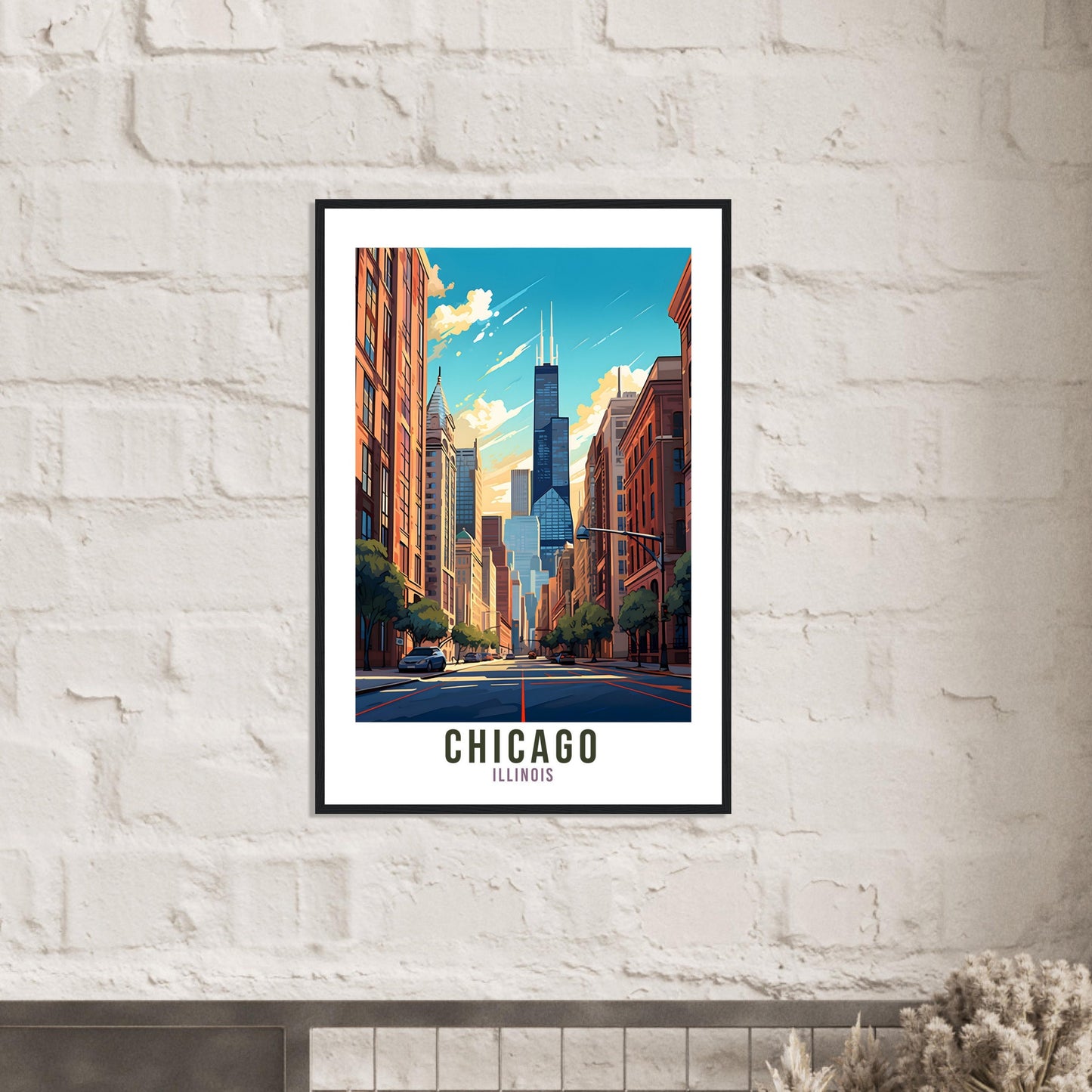 Chicago Travel Print Wall Art Chicago Illinois Wall Art Chicago Travel Poster USA Home Decor Chicago Art Lovers Gift Chicago City Travel Art