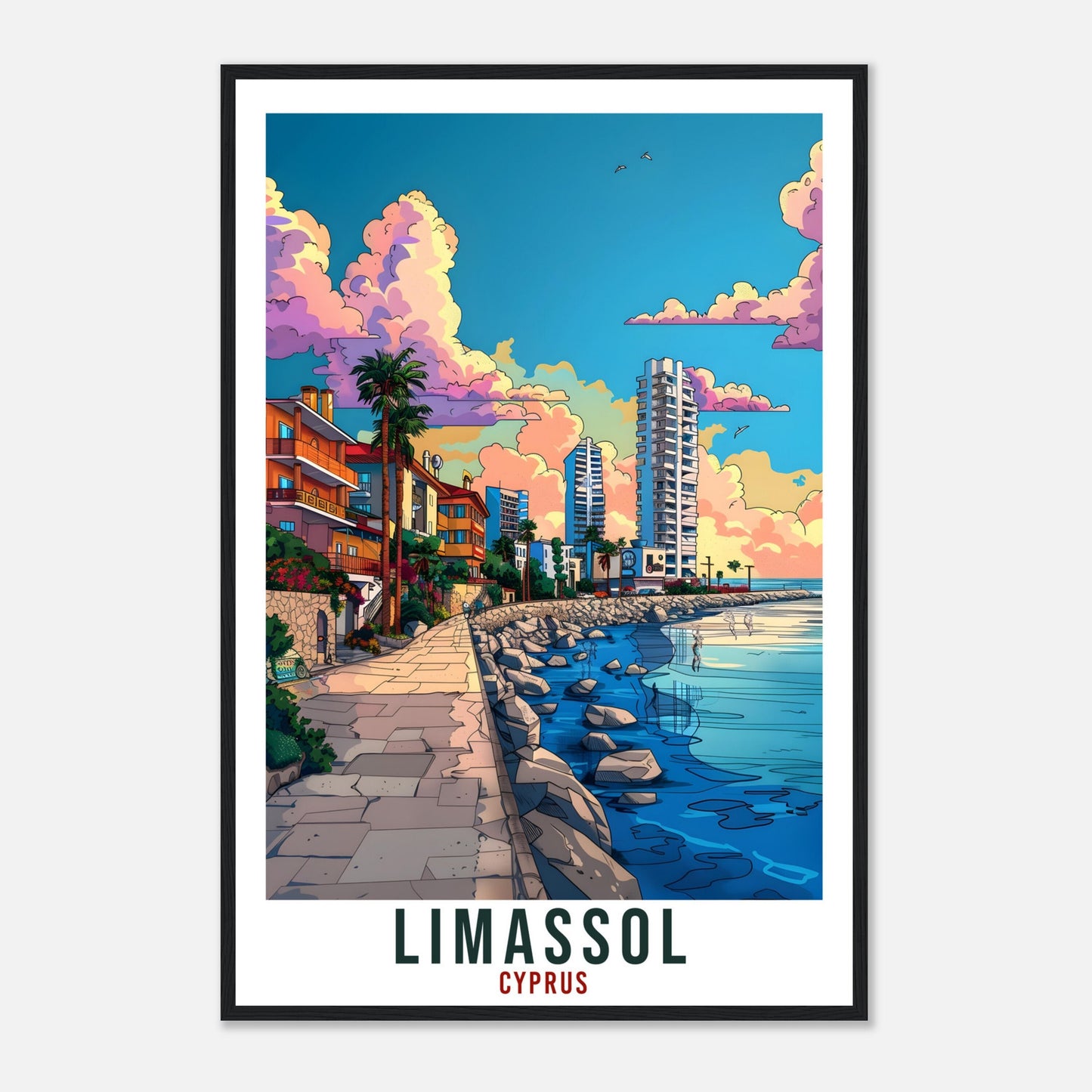 Limassol Cyprus Travel Print Cyprus Wall Art Wall Hanging Home Décor Limassol Gift Cyprus Landmark Artwork Gift Cyprus Holiday Travel Poster