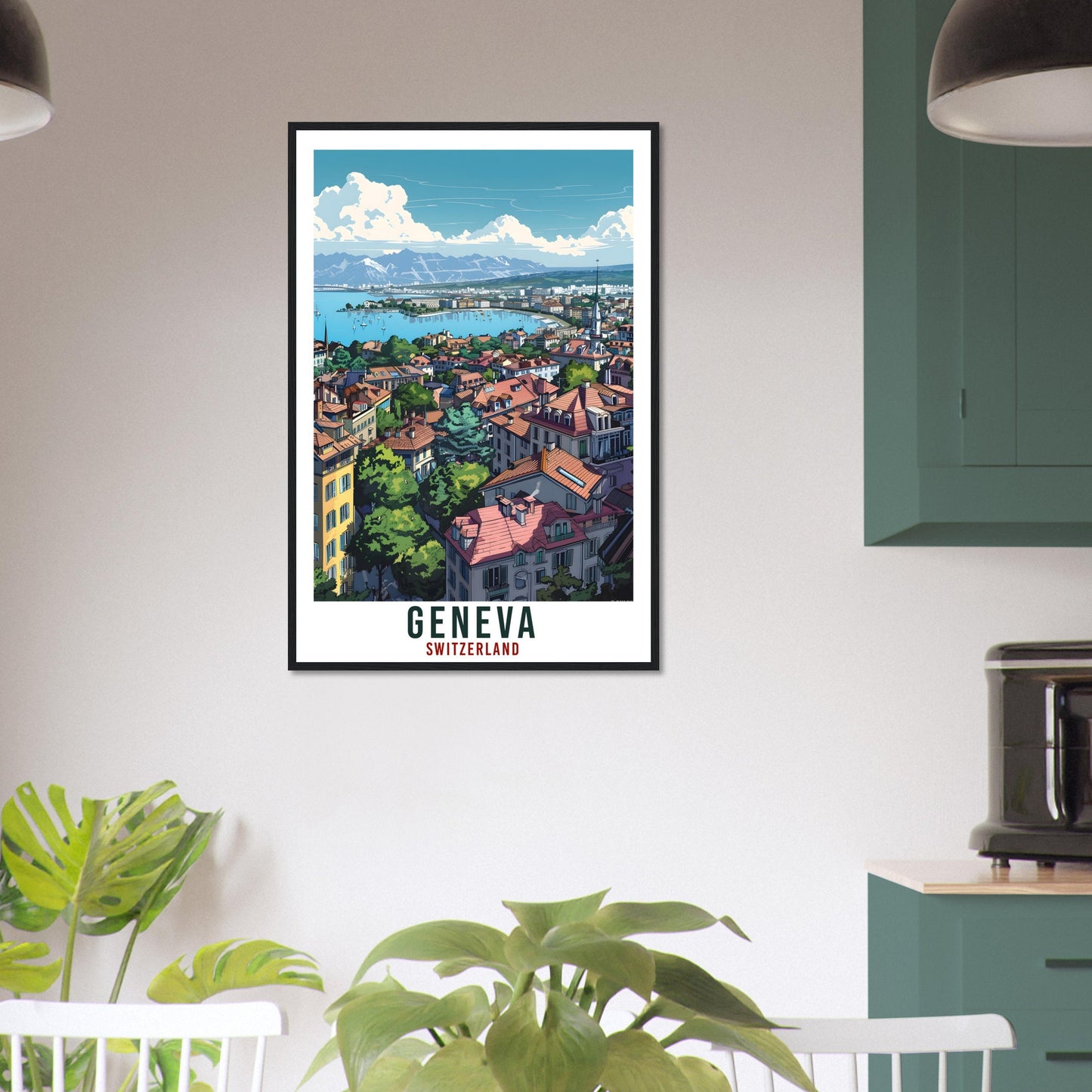 Geneva Travel Print Swiss Wall Art Wall Hanging Home Living Décor Geneva Gift Art Lovers Gift Switzerland Artwork Gift Swiss Travel Poster