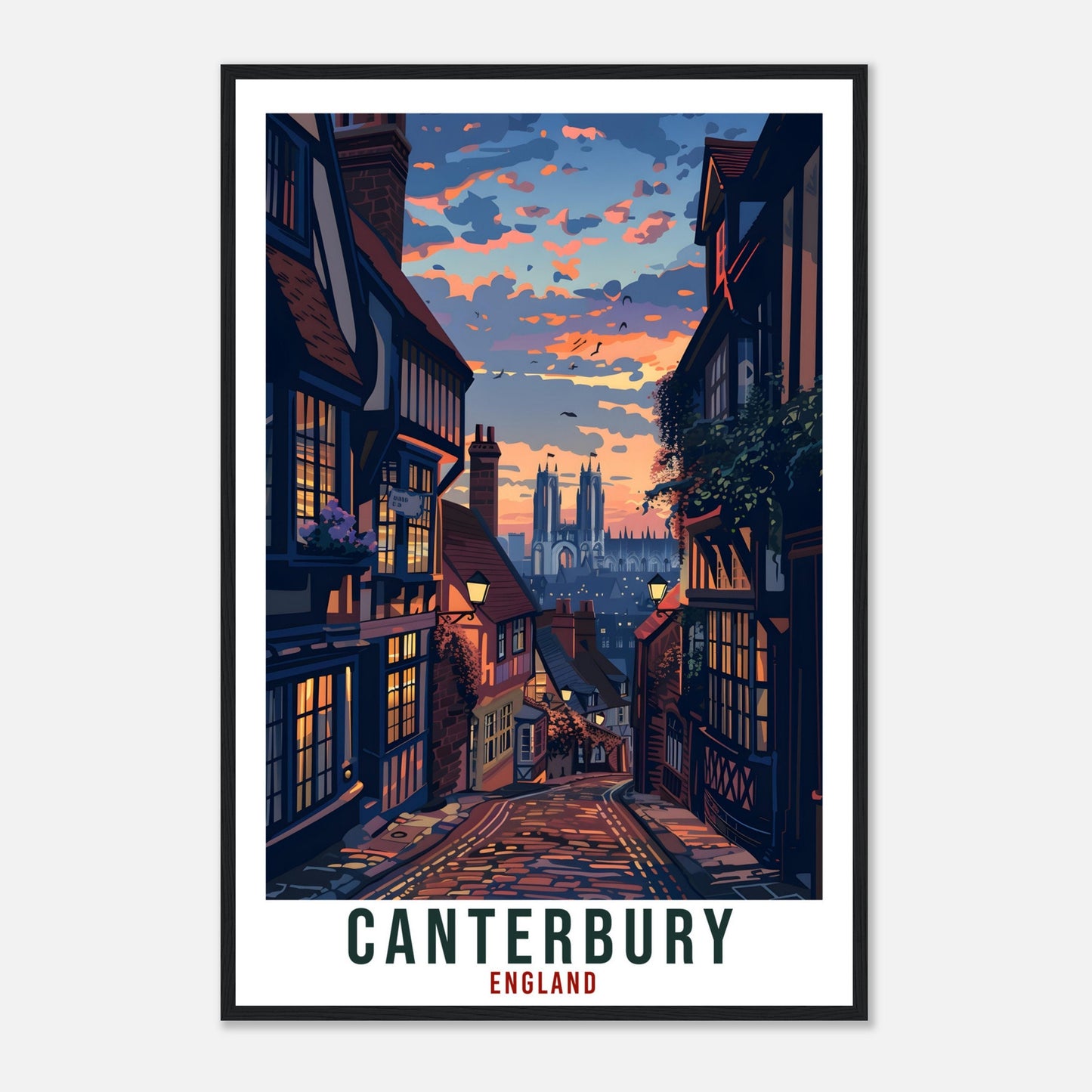Canterbury Travel Print England Home Decoration Wall Art Gift Wall Hanging Art Lover English Artwork England Canterbury Travel Poster Print