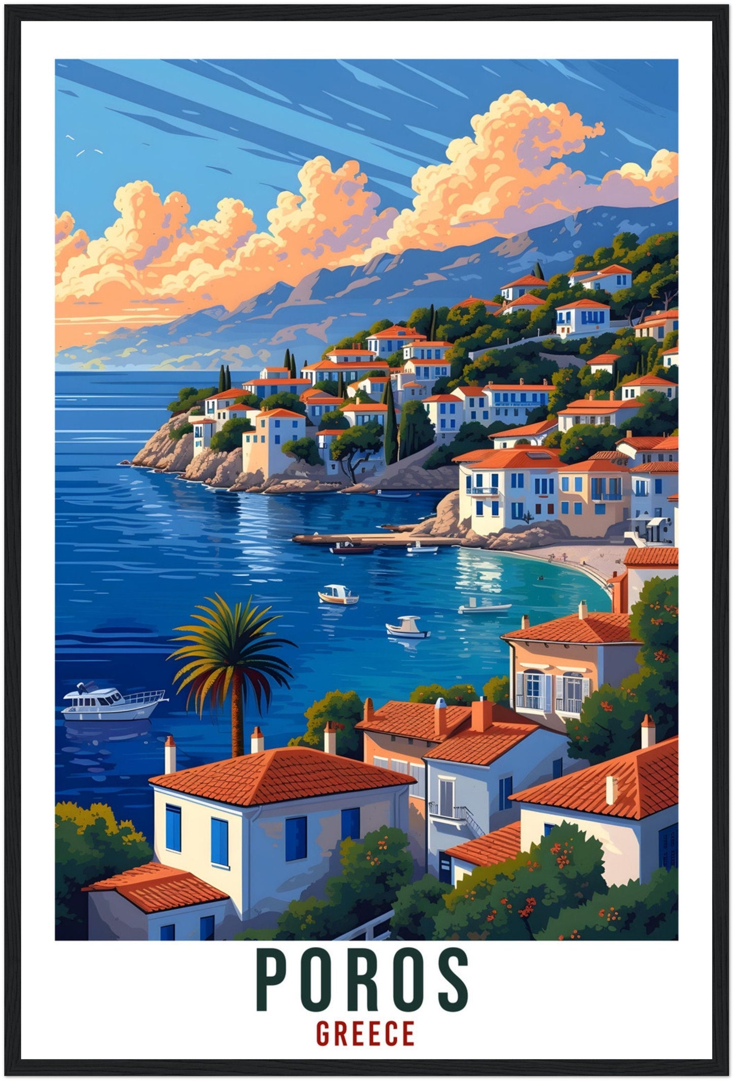 Poros Travel Print Greece Home Decoration Poros Greek Island Wall Art Gift Wall Hanging Art Lover Greece Artwork Poros Gift Travel Poster