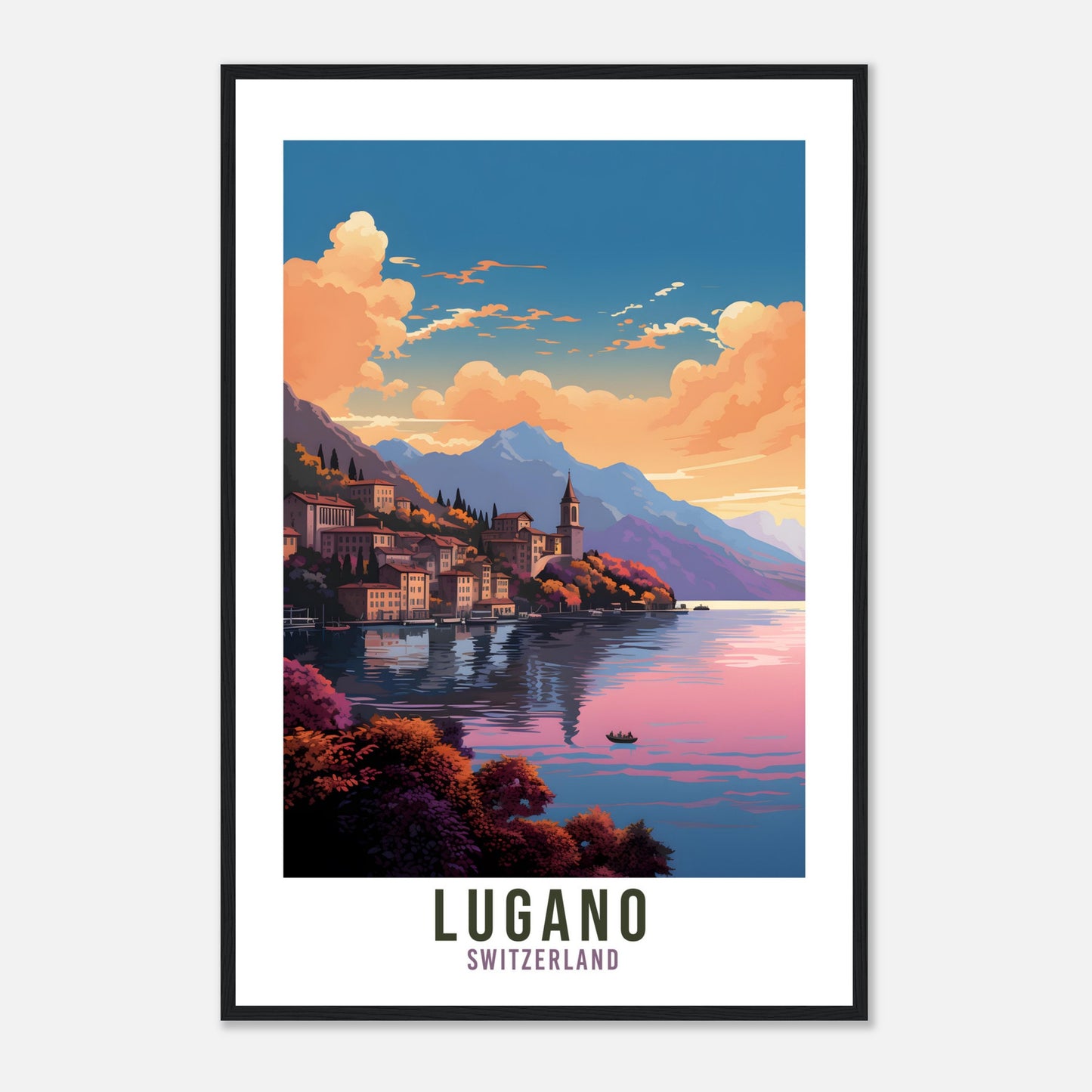 Lugano Lake Travel Print Wall Art Lugano Home Decor Switzerland Gift Holiday Lugano Art Print Lugano Travel Poster Swiss Landscape Artwork