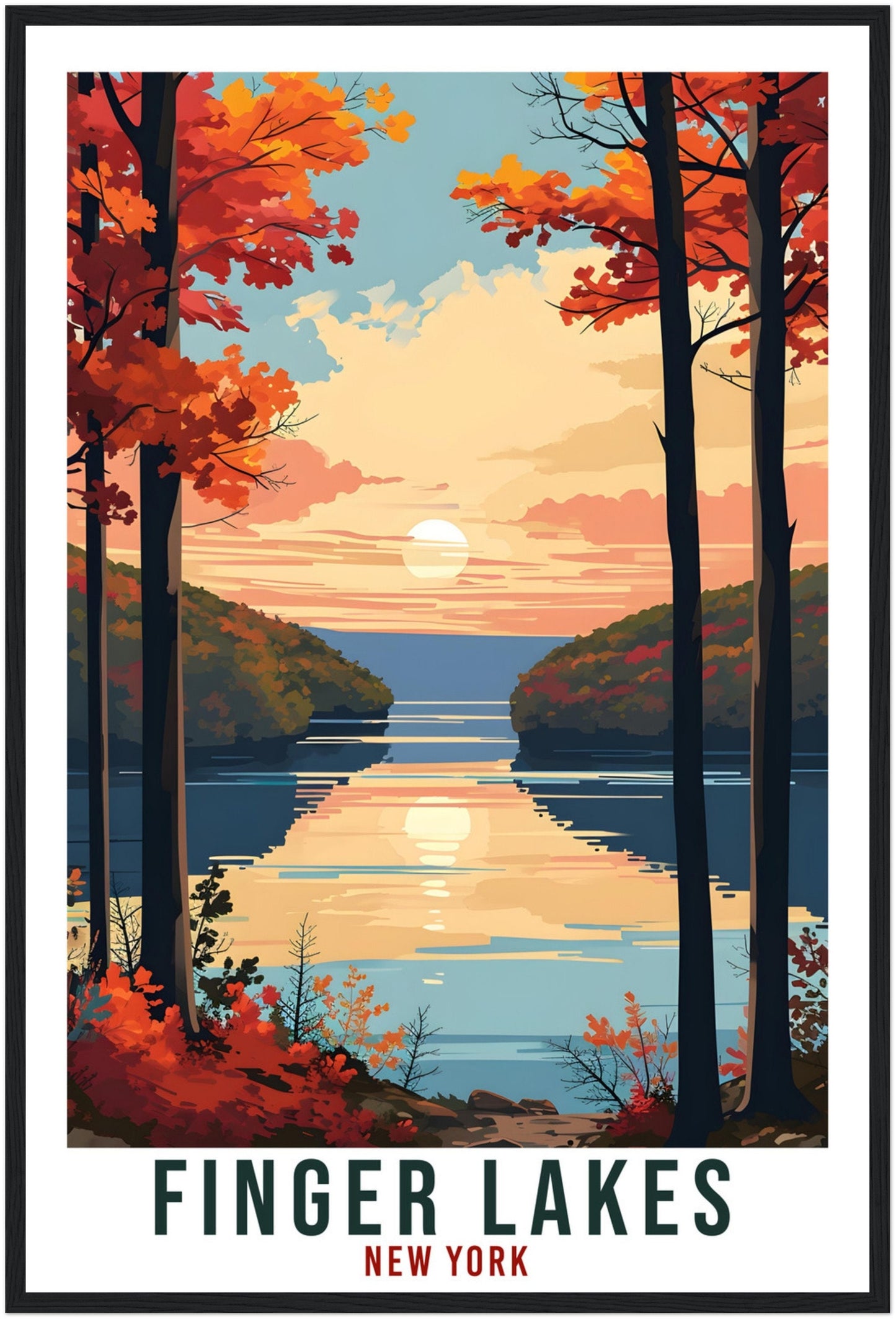 Finger Lakes Travel Print New York Home Decoration USA City Wall Art Gift Wall Hanging Art Lover New York Artwork Finger Lakes Travel Poster