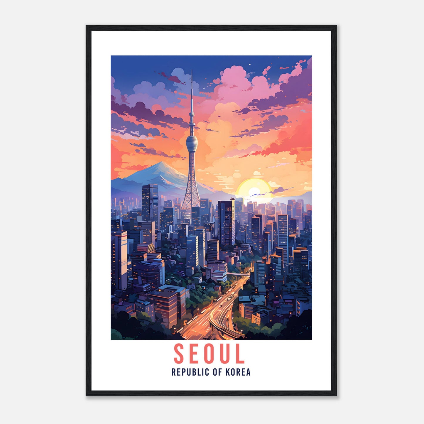 Seoul Travel Poster Artwork Republic Of Korea Wall Art Seoul Wall Hanging South Korea Gift Holiday Print Vacation Print Seoul Travel Gift