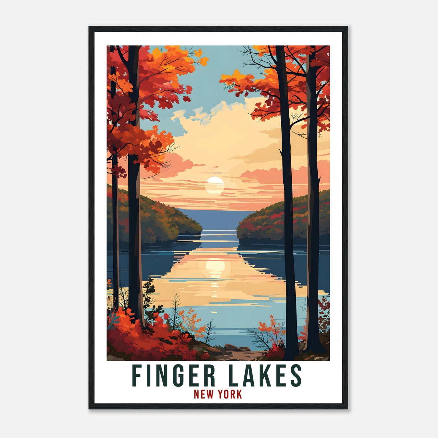 Finger Lakes Travel Print New York Home Decoration USA City Wall Art Gift Wall Hanging Art Lover New York Artwork Finger Lakes Travel Poster