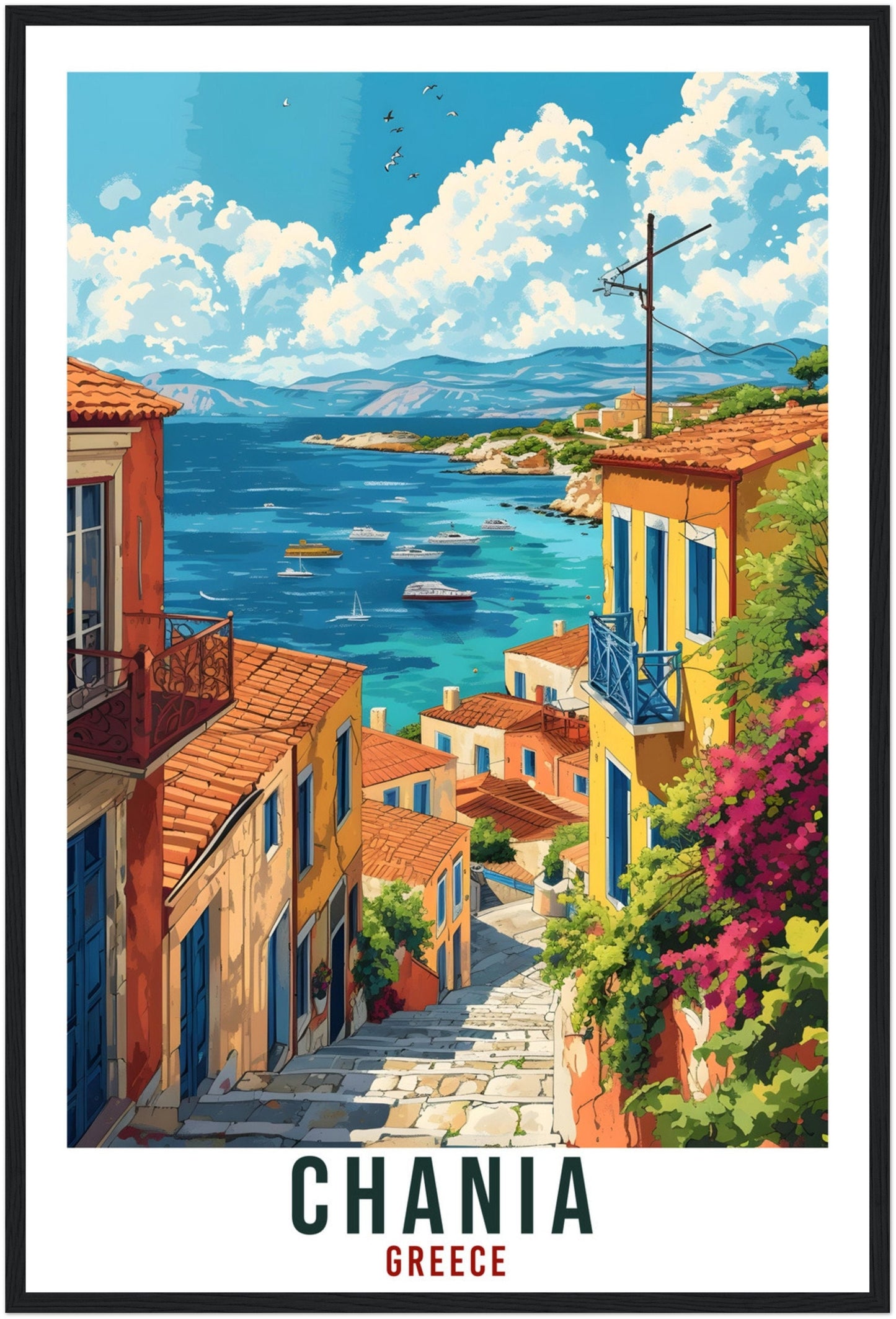 Chania Crete Travel Print Greece Home Decoration Chania Greek City Wall Art Gift Wall Hanging Art Lover Greece Artwork Chania Travel Poster