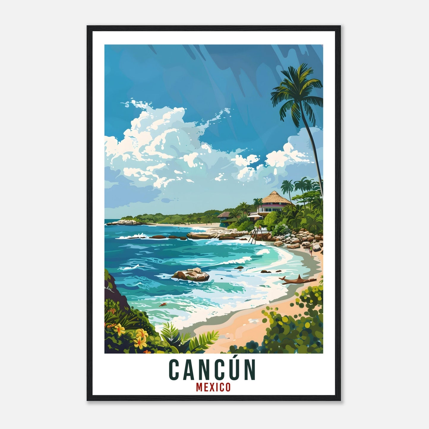 Cancún Mexico Travel Print Mexico Wall Art Wall Hanging Home Décor Cancún Gift Mexico Landmark Artwork Travel Art Cancún Beach Travel Poster